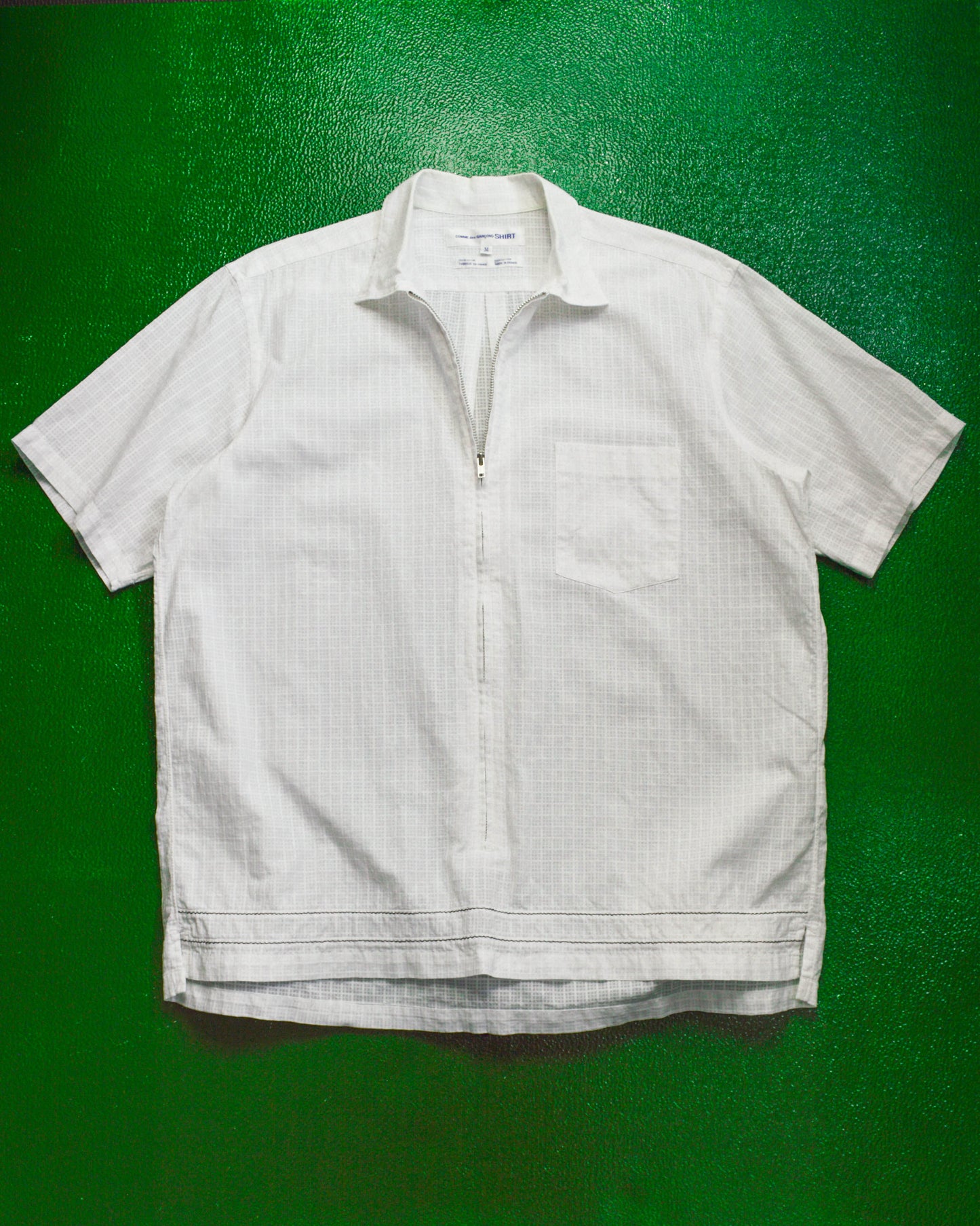 Comme Des Garçons Shirt 90s Grid Lace / Mesh 3/4 Zip Shirt (L~XL)