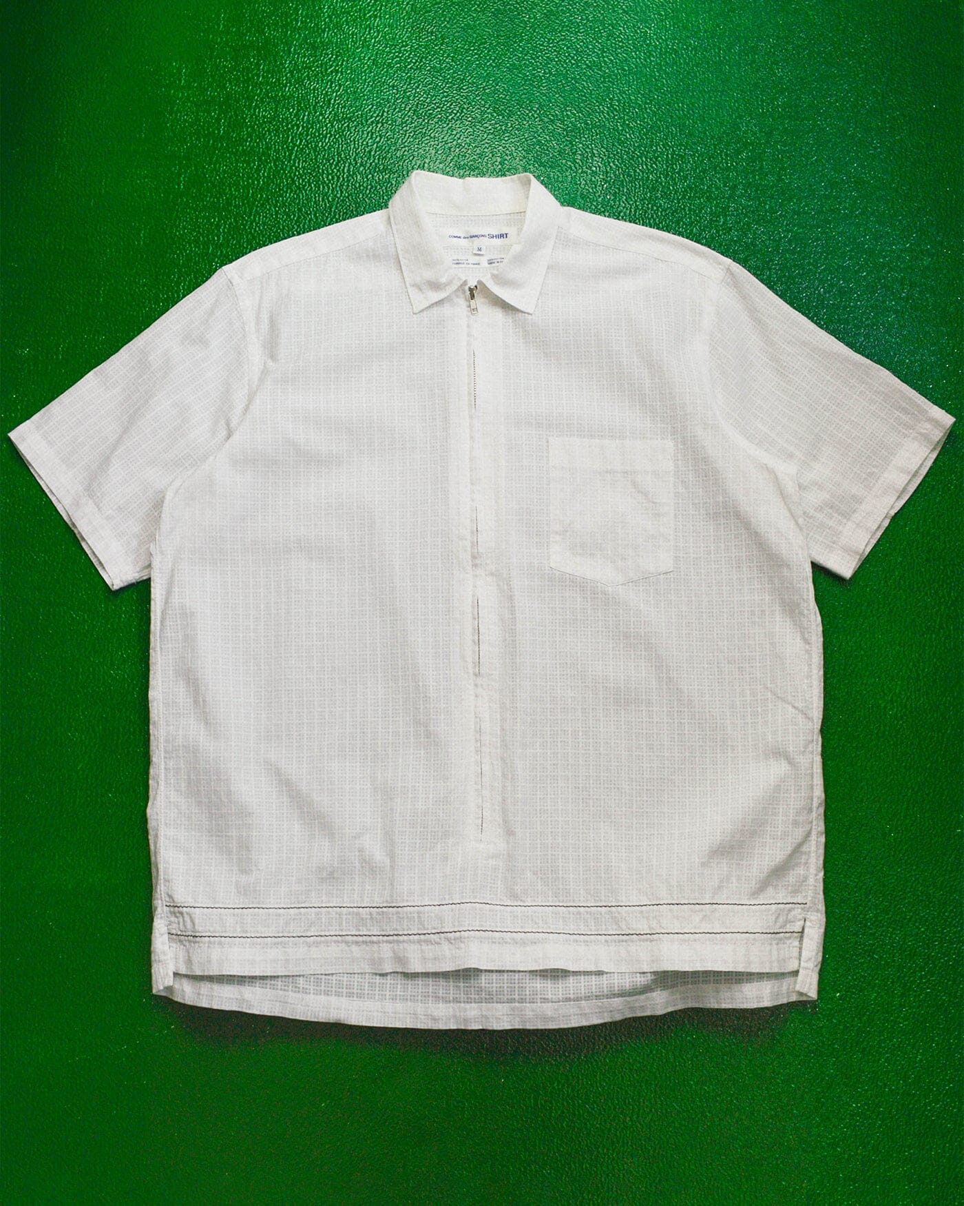 Comme Des Garçons Shirt 90s Grid Lace / Mesh 3/4 Zip Shirt (L~XL)