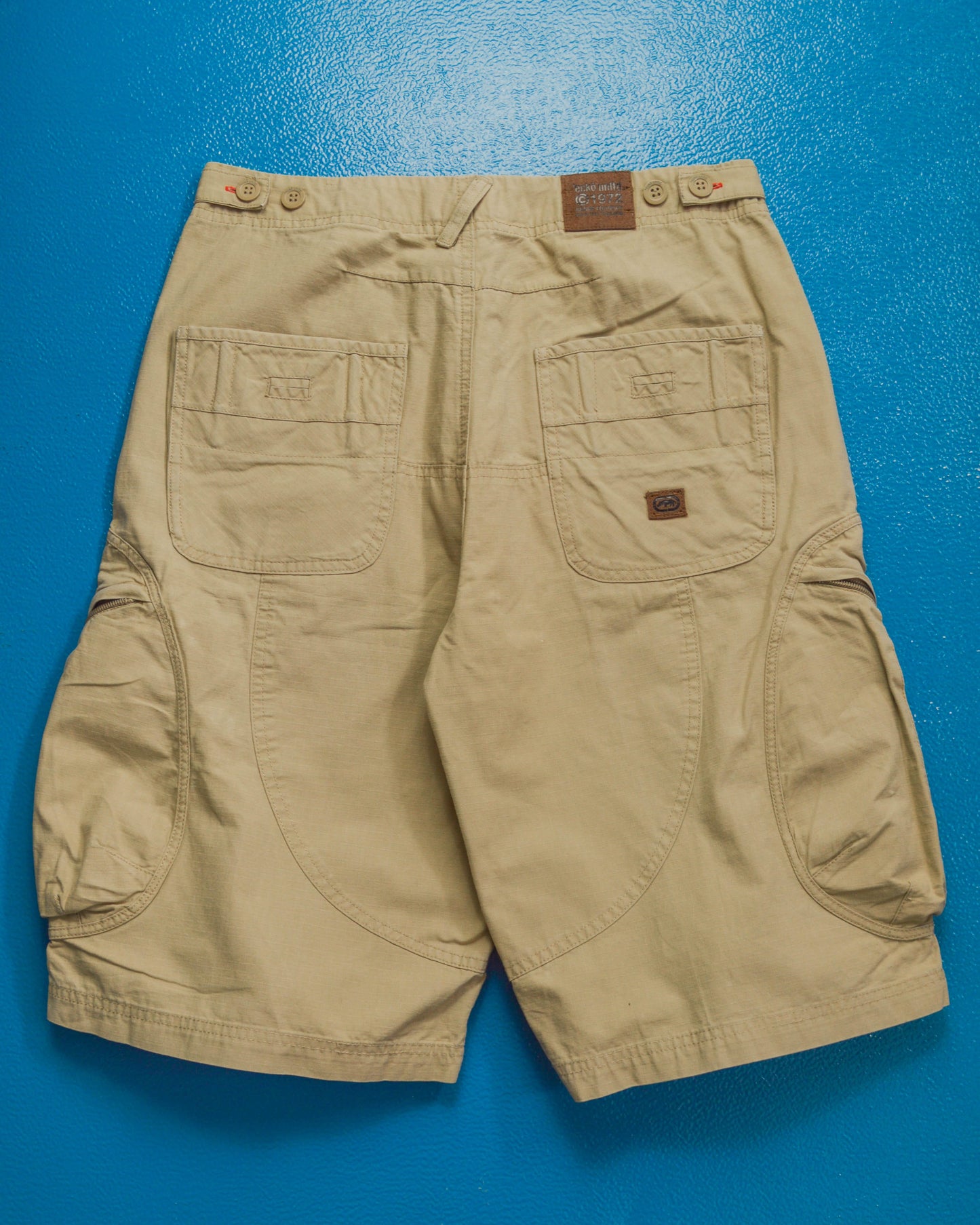 ecko Round / Egg Style Pocket Beige Cargo Shorts (30)