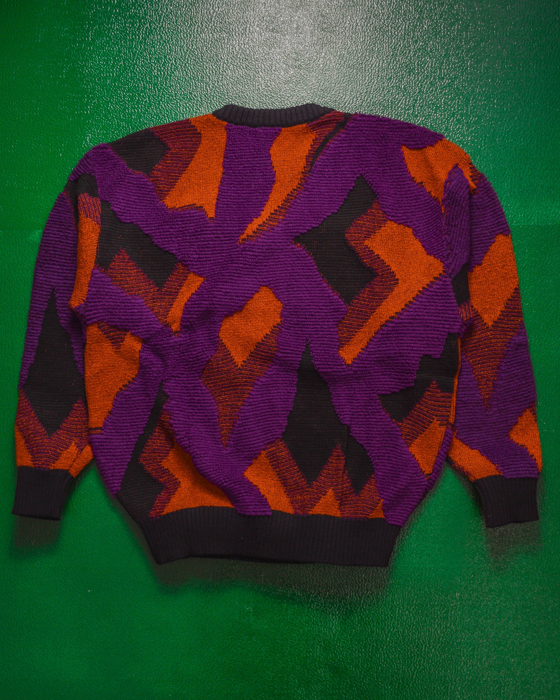 Ficce /Yoshiyuki Konishi Purple / Orange / Black Abstract Multi Layered Woven Knit Jumper (~M~)