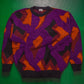 Ficce /Yoshiyuki Konishi Purple / Orange / Black Abstract Multi Layered Woven Knit Jumper (~M~)