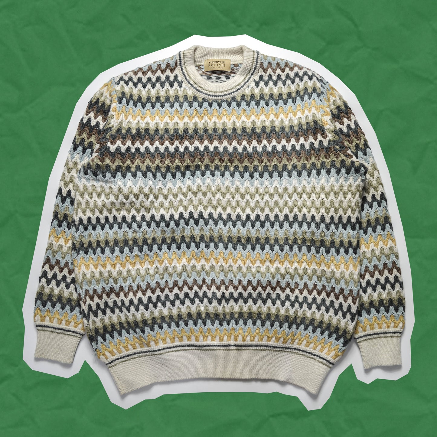 Ficce /Yoshiyuki Konishi Uomo Wavy Pattern Pastelle Knit Jumper (M~L)