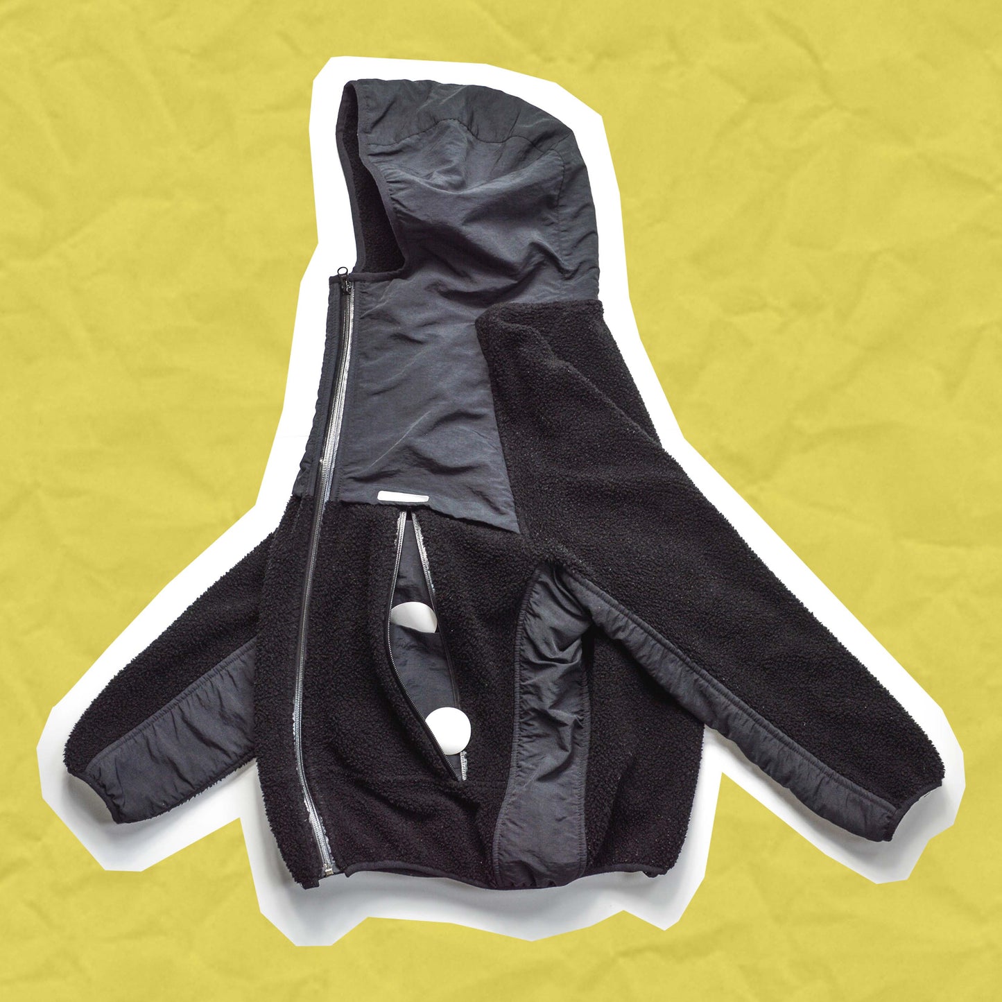 Final Home Laminated Zipper Panelled Fleece Jacket (~S~)