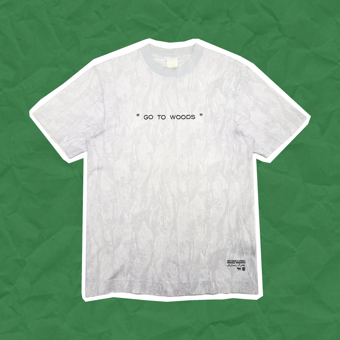 General Research "Go to woods" / "Give peace a chance" Arabic Subtle Tonal Camo T shirt (M)