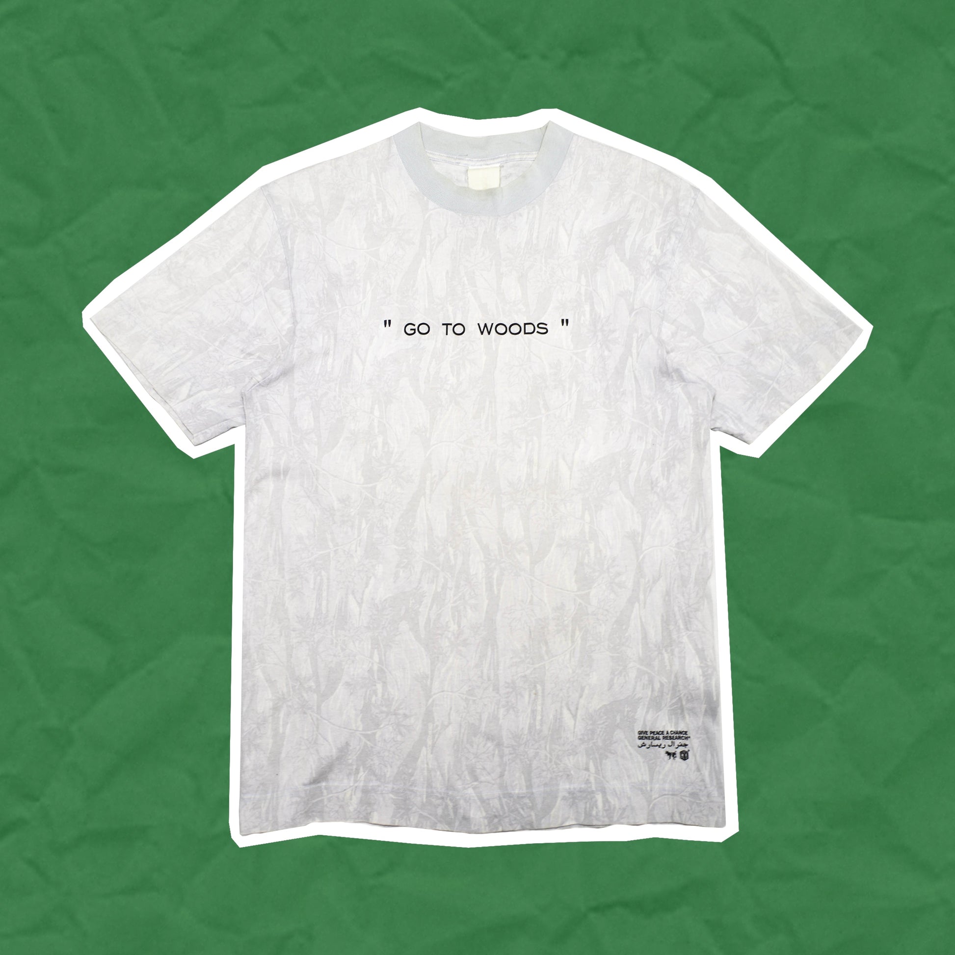 General Research "Go to woods" / "Give peace a chance" Arabic Subtle Tonal Camo T shirt (M)