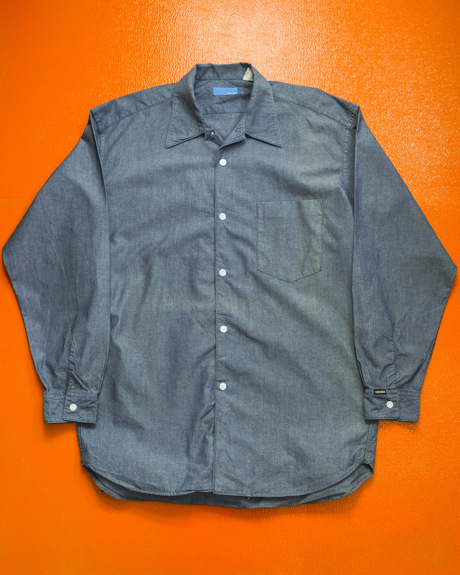 GOODENOUGH 90s Chambray Open Collar Minimal Shirt (L~XL)