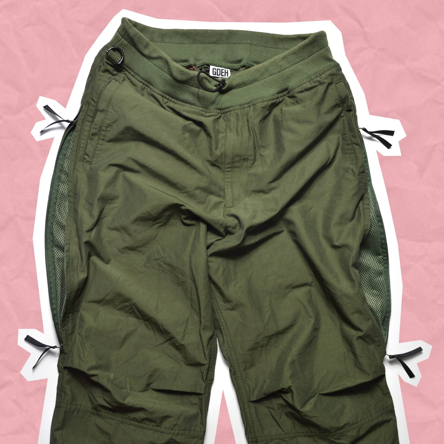 GOODENOUGH 90s Olive Ventilated Technical Track Pants (M)