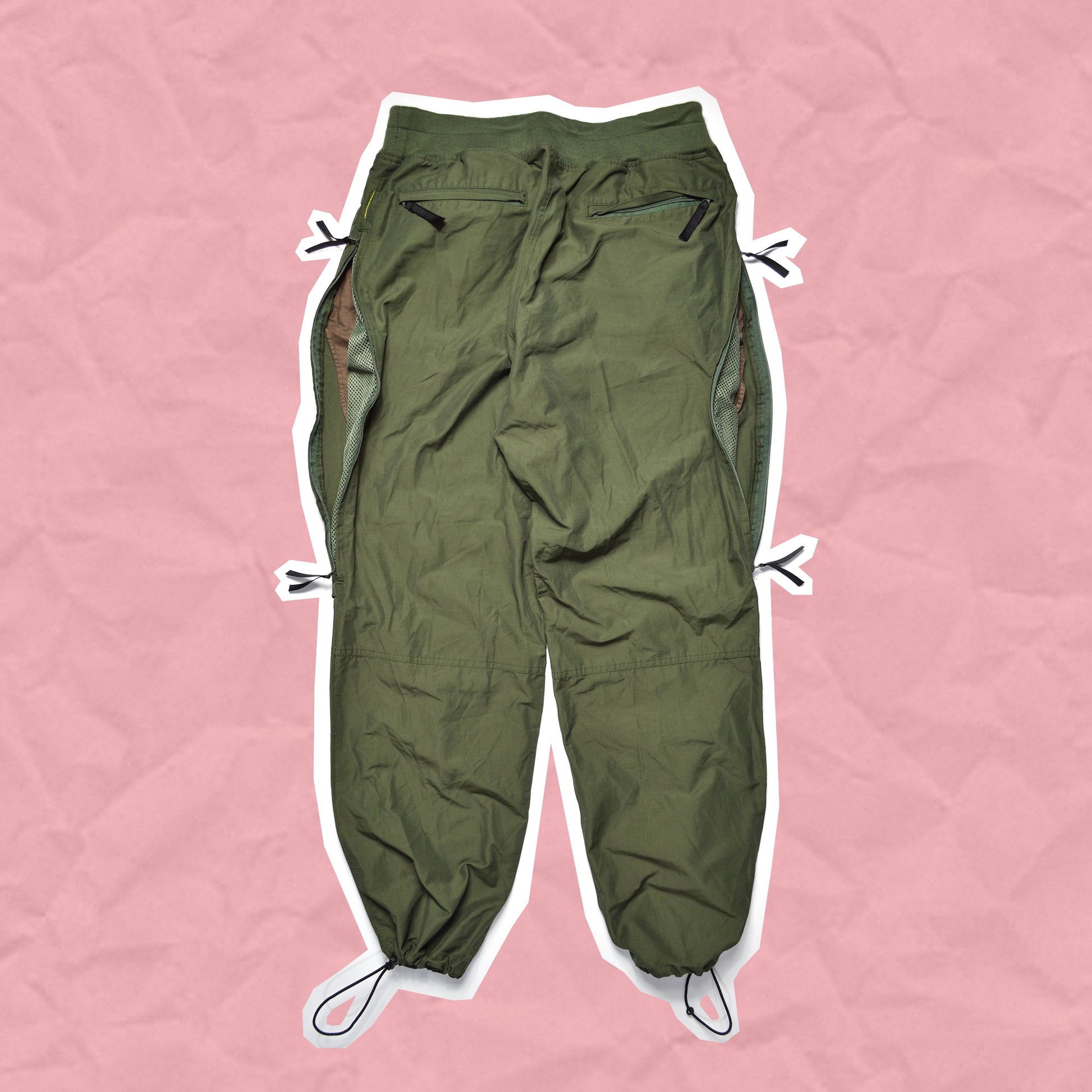 GOODENOUGH 90s Olive Ventilated Technical Track Pants (M)