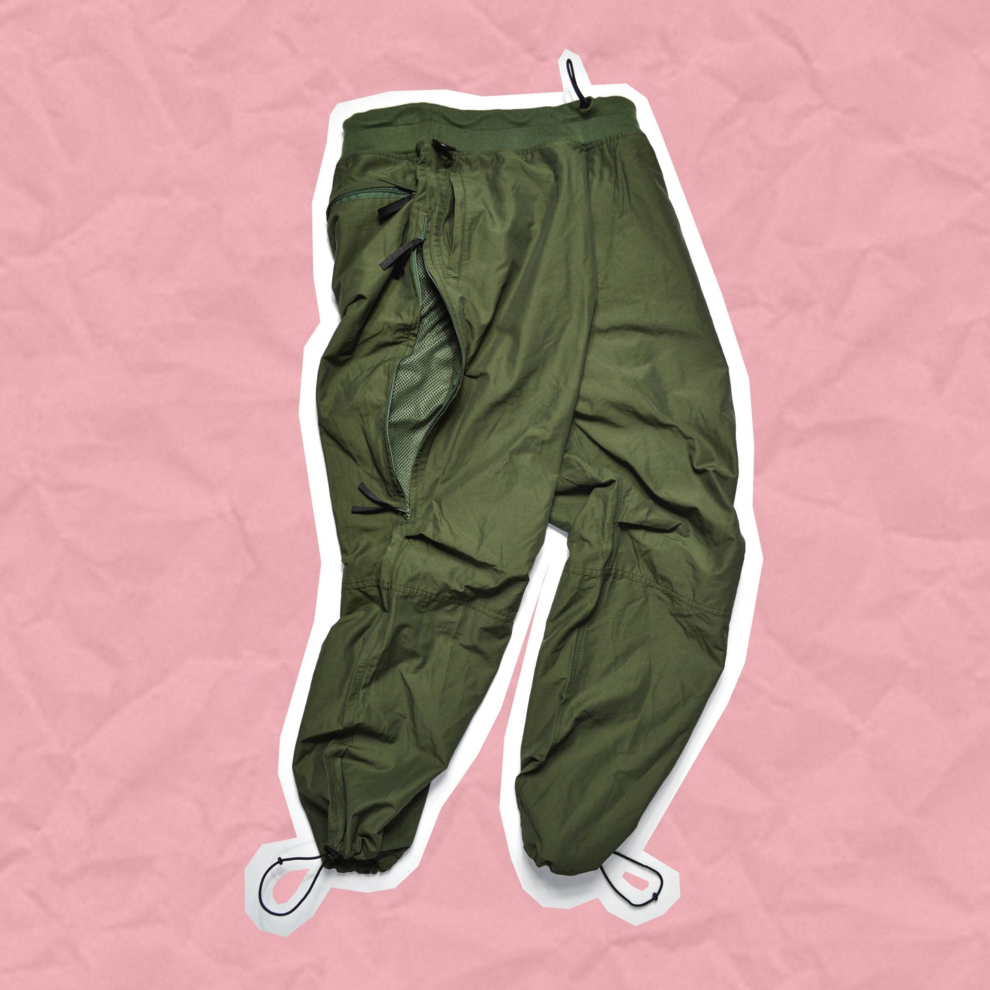 GOODENOUGH 90s Olive Ventilated Technical Track Pants (M)