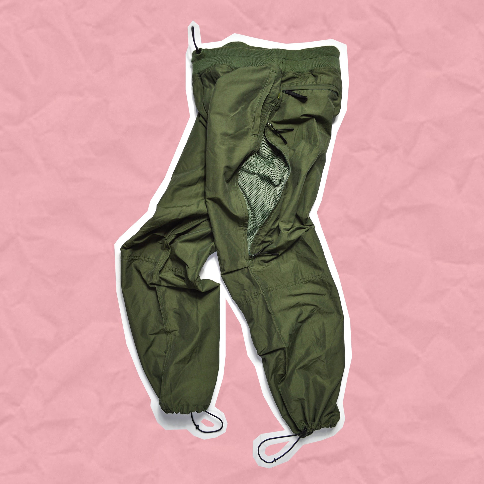 GOODENOUGH 90s Olive Ventilated Technical Track Pants (M)