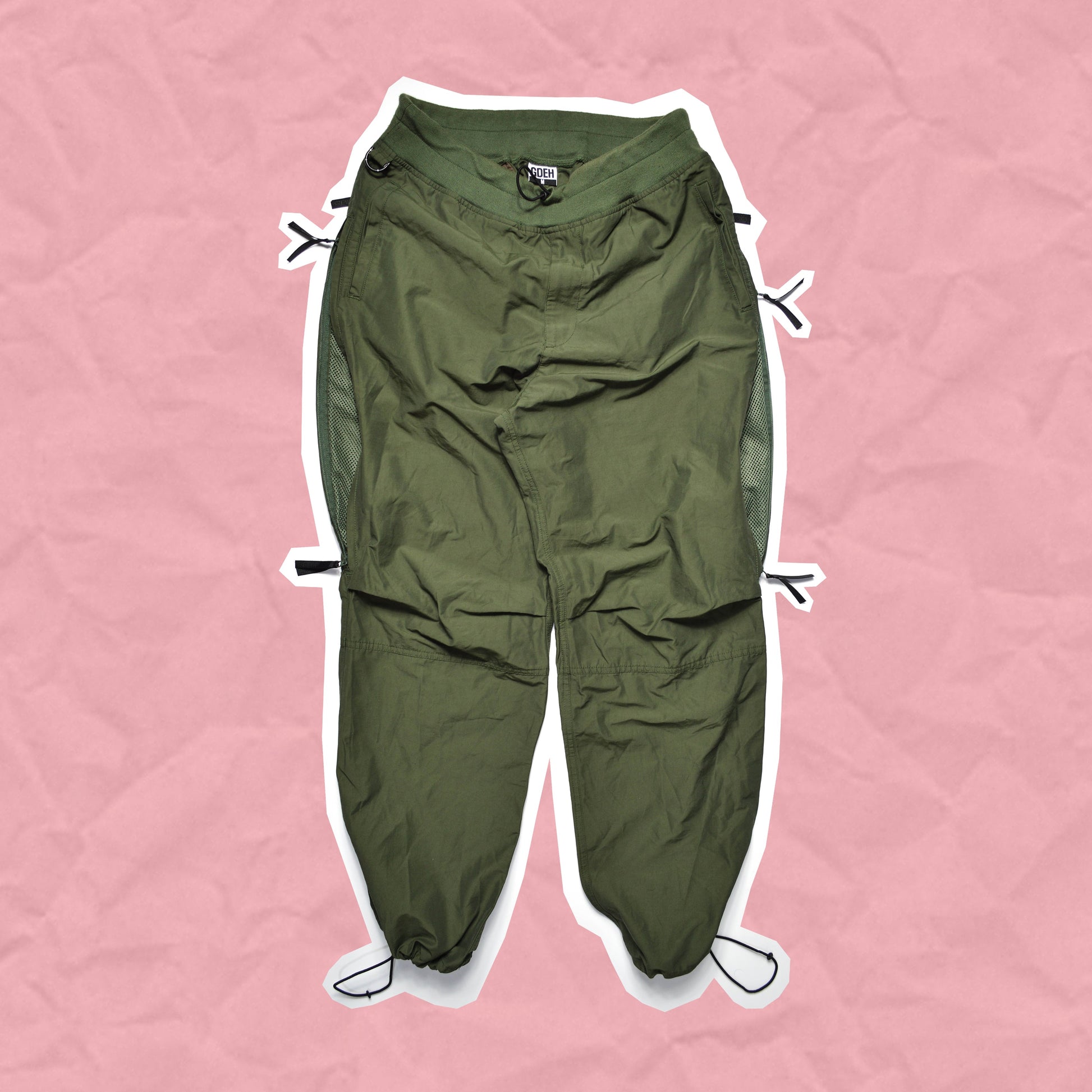 GOODENOUGH 90s Olive Ventilated Technical Track Pants (M)