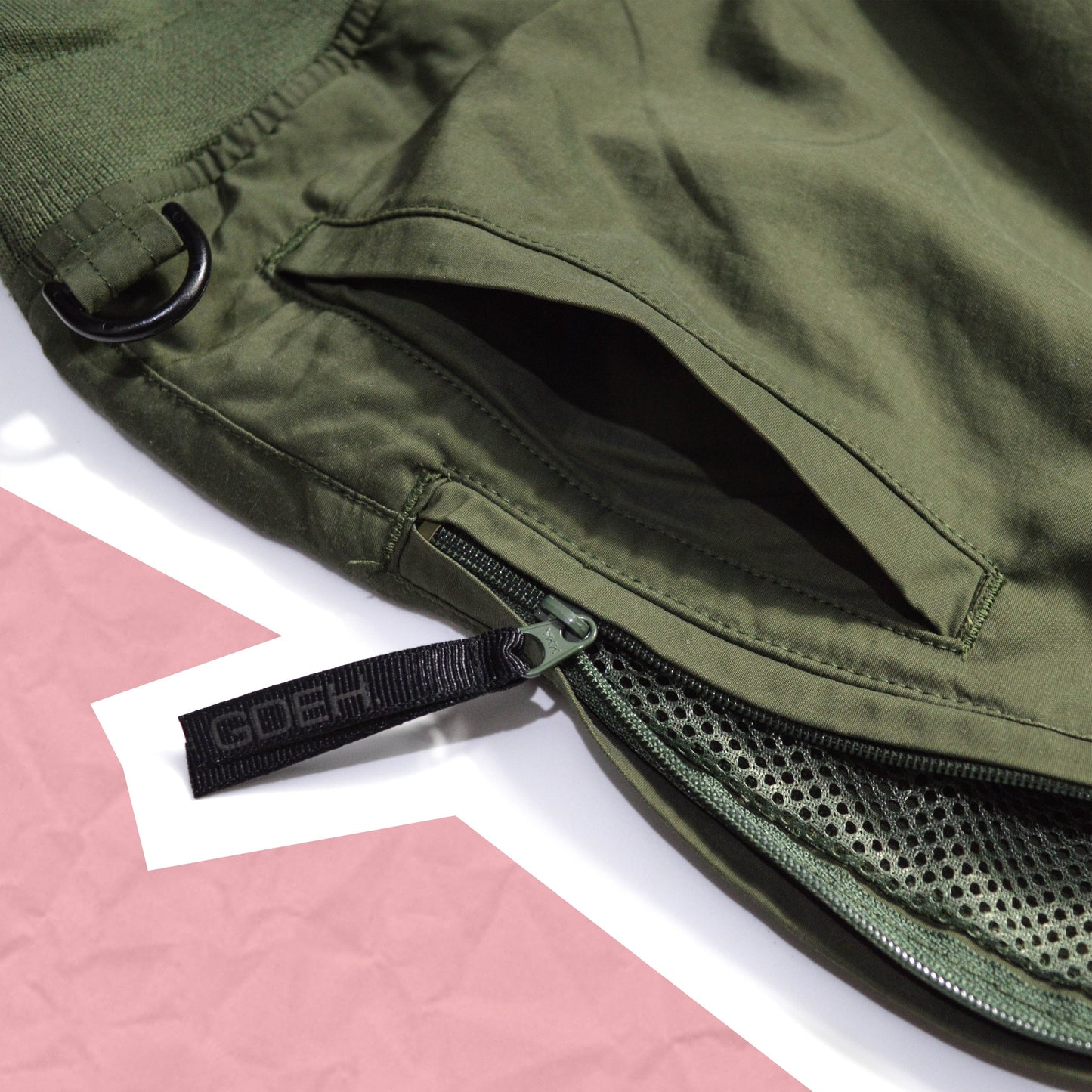 GOODENOUGH 90s Olive Ventilated Technical Track Pants (M)