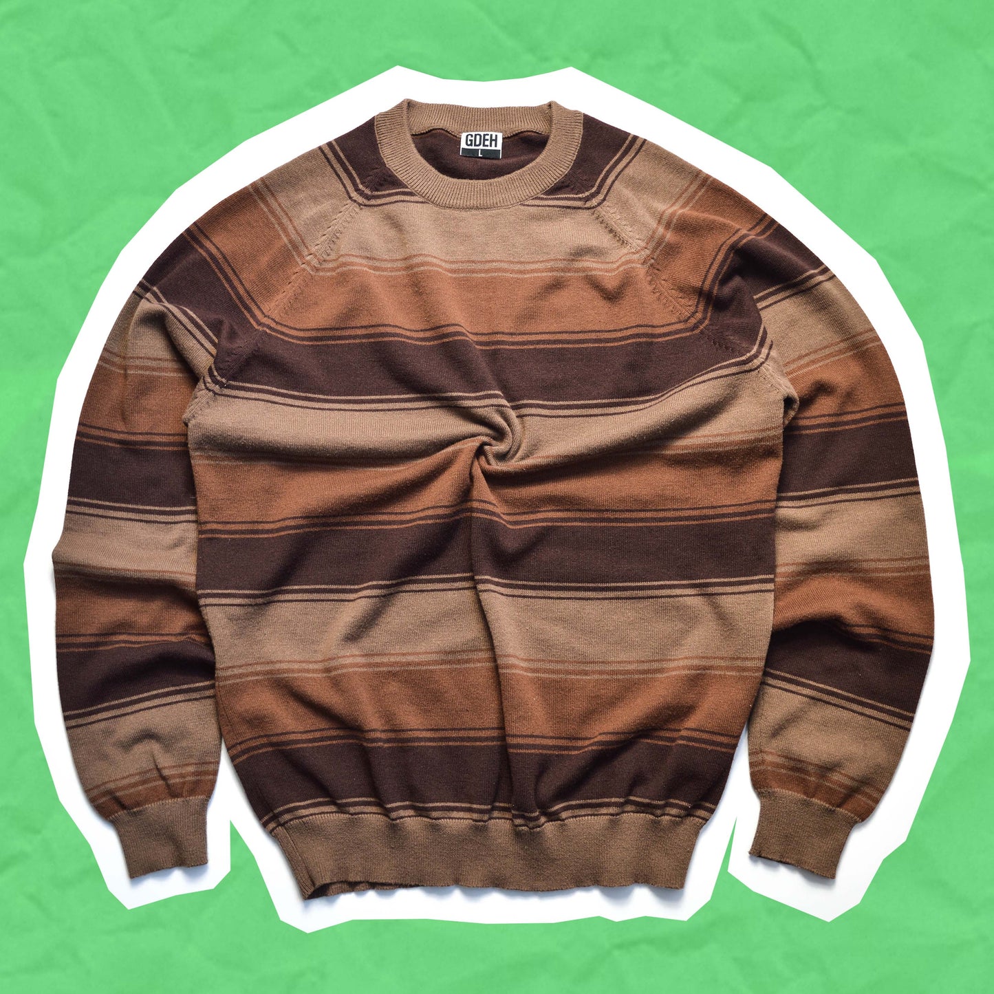 GOODENOUGH Brown Tonal Striped Lightweight Knit Jumper (~M~)