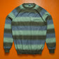 GOODENOUGH Pistachio / Grey / Brown Striped Lightweight Knit Jumper (~M~)