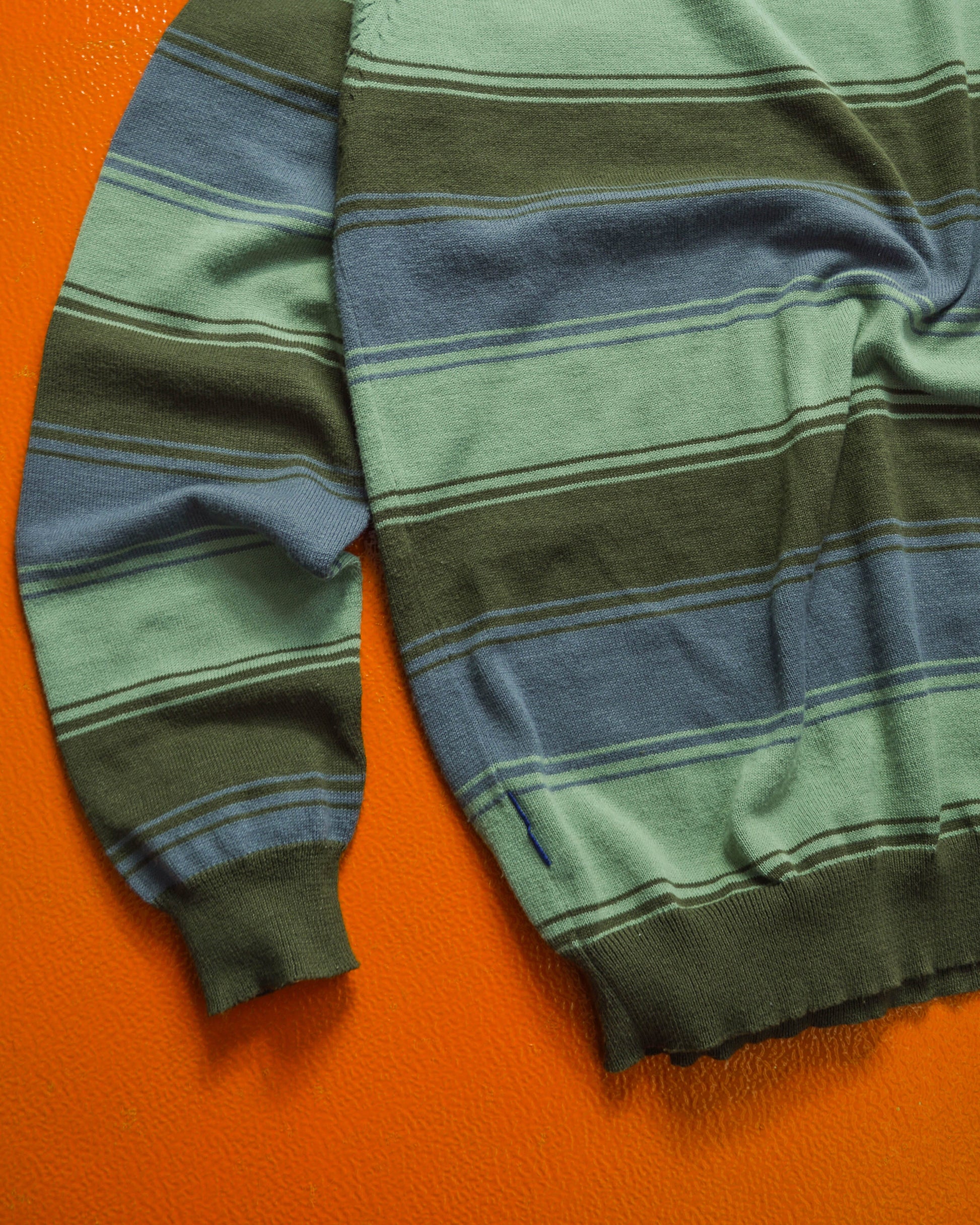 GOODENOUGH Pistachio / Grey / Brown Striped Lightweight Knit Jumper (~M~)