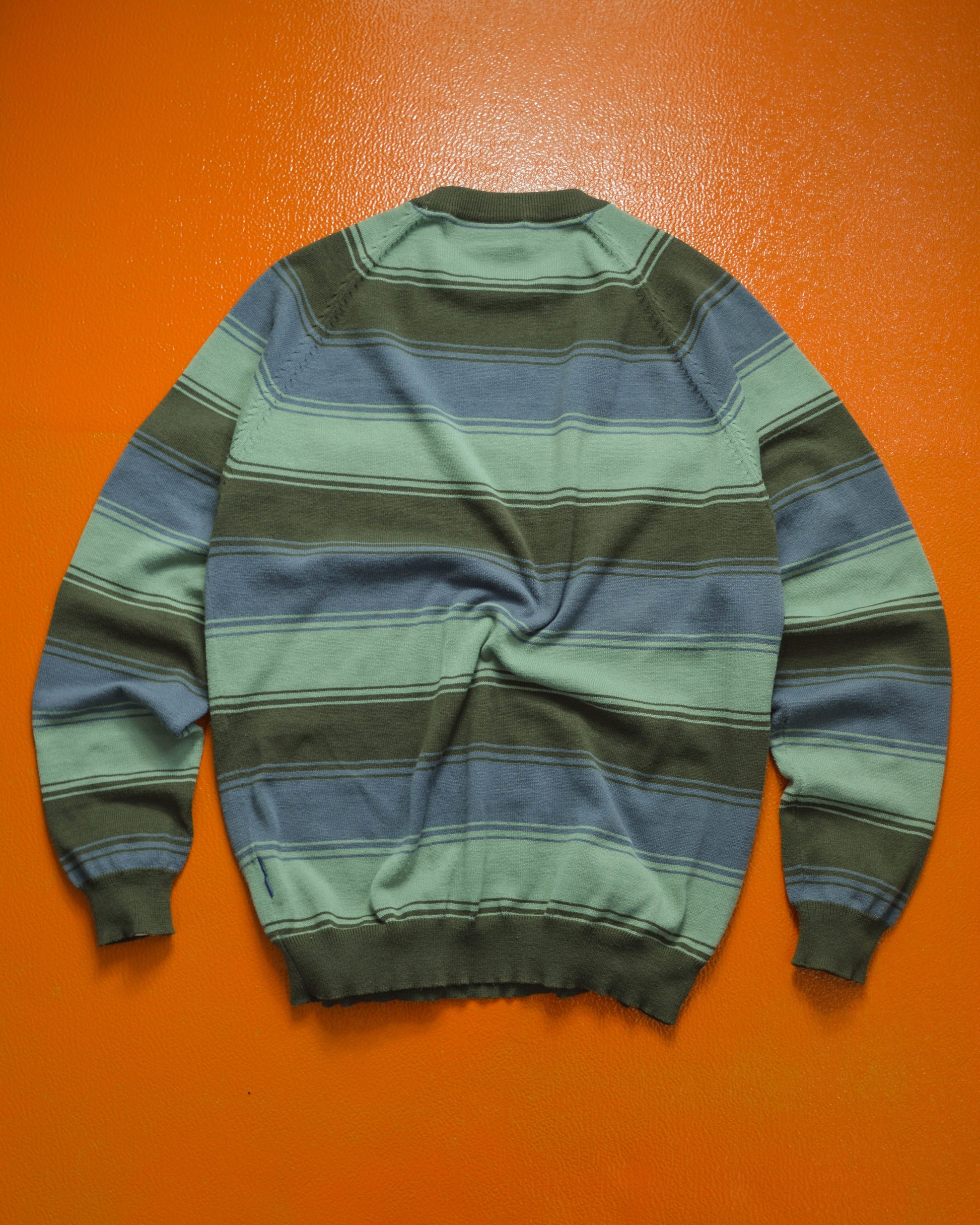 GOODENOUGH Pistachio / Grey / Brown Striped Lightweight Knit Jumper (~M~)