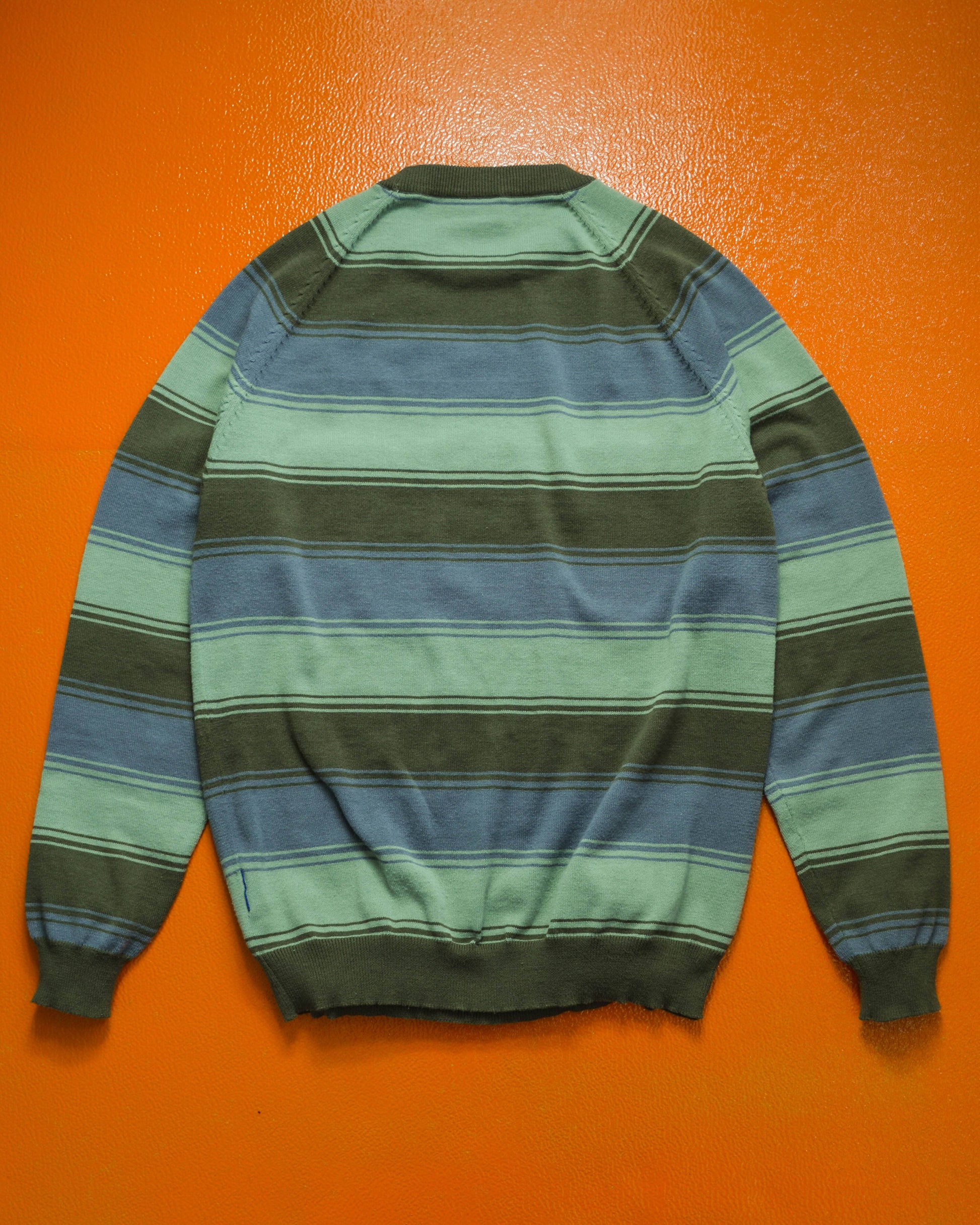GOODENOUGH Pistachio / Grey / Brown Striped Lightweight Knit Jumper (~M~)