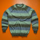 GOODENOUGH Pistachio / Grey / Brown Striped Lightweight Knit Jumper (~M~)