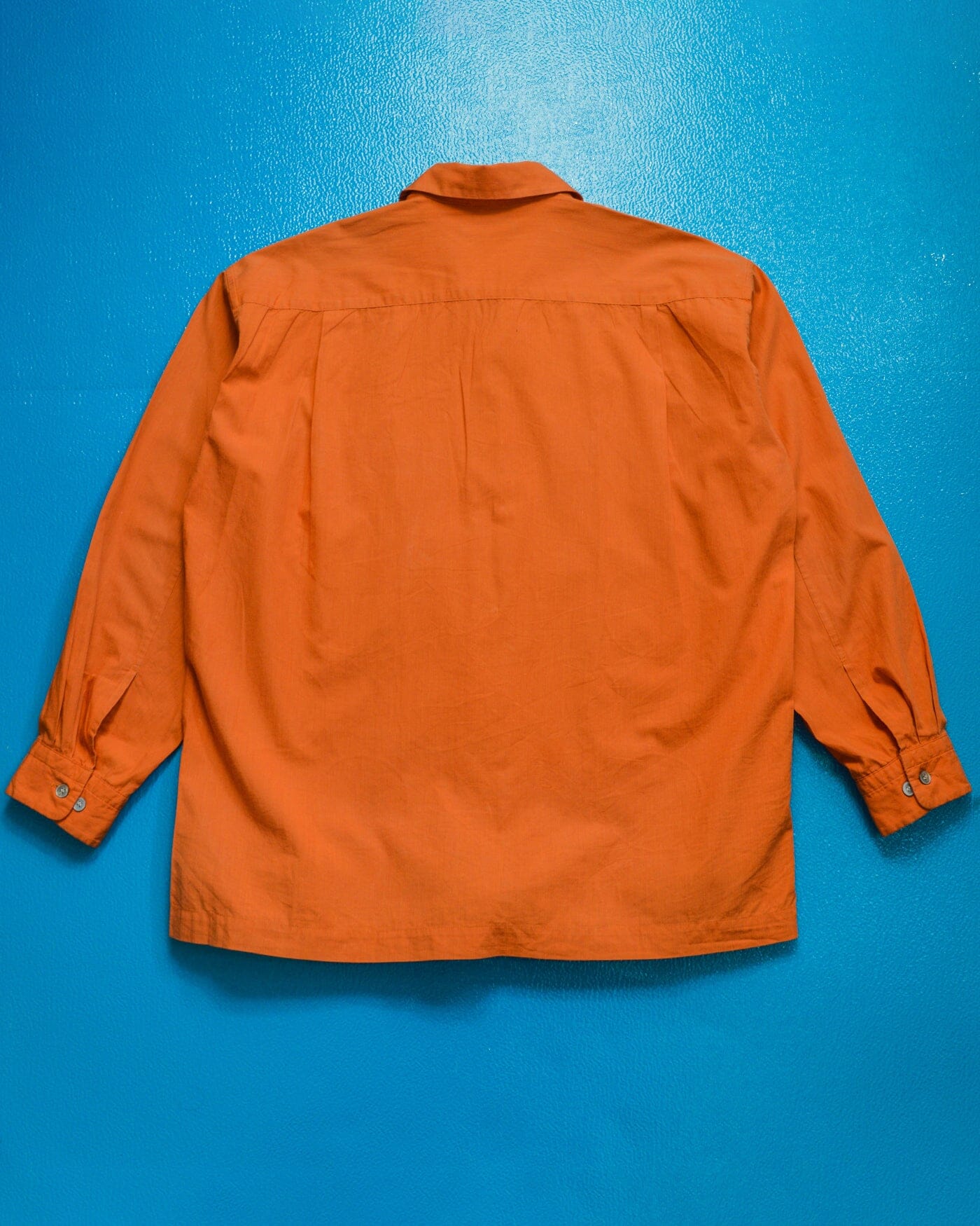 Issey Miyake 2012 Tonal Polka Dot Panelled Orange Brushed Cotton Shirt (S~M)