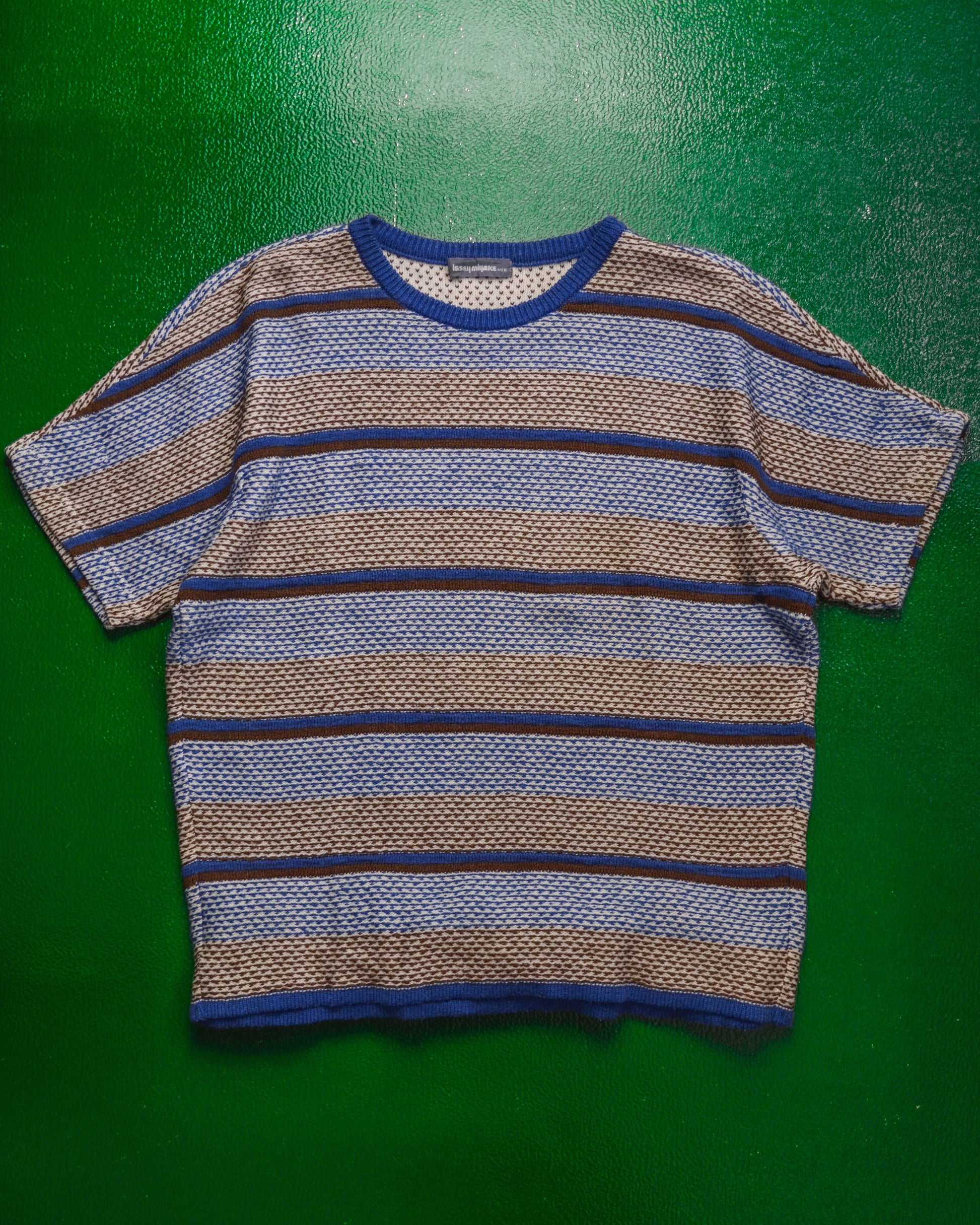 Issey Miyake 80s Pattern Striped Shortsleeve Knit Jumper (M~L)