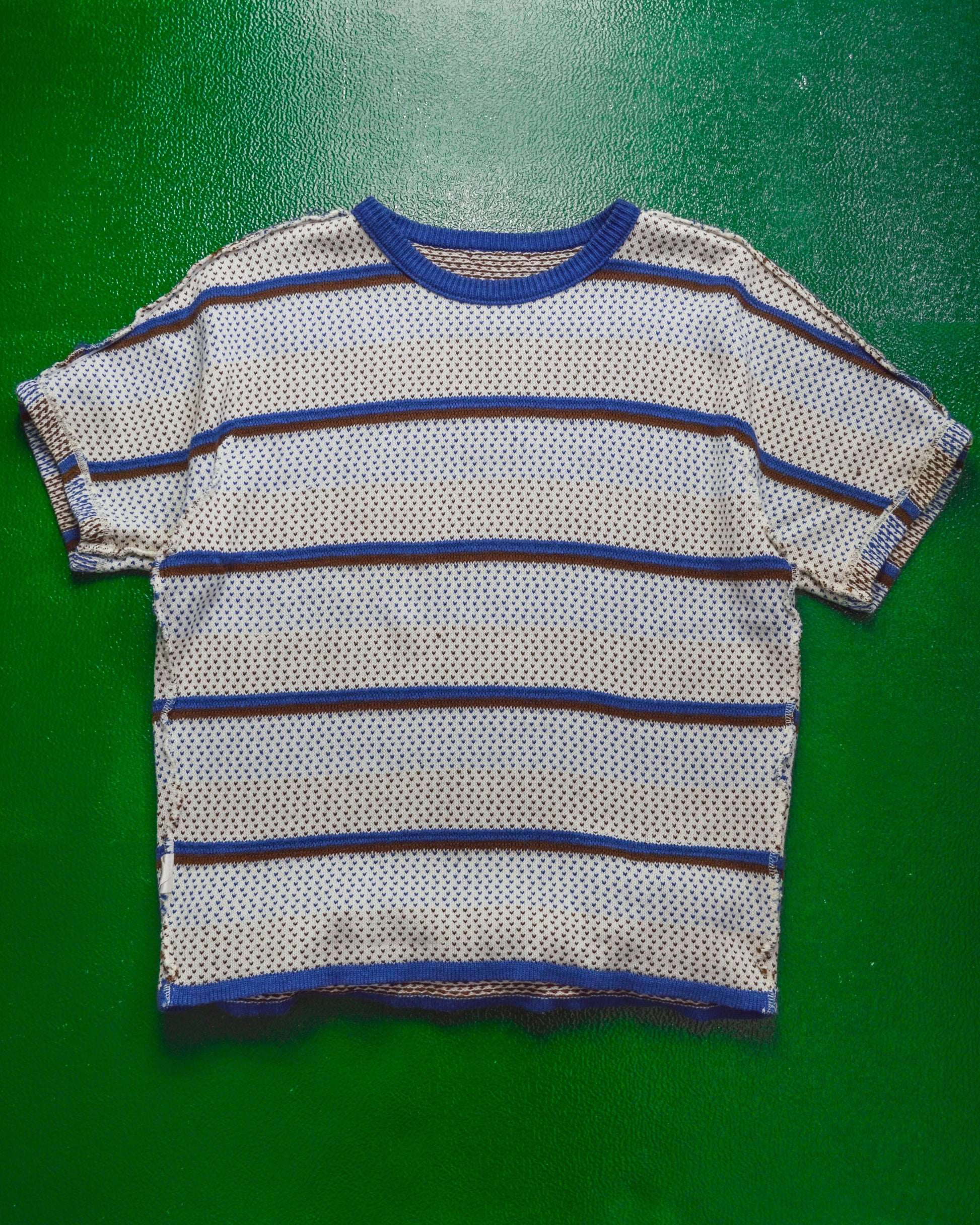 Issey Miyake 80s Pattern Striped Shortsleeve Knit Jumper (M~L)