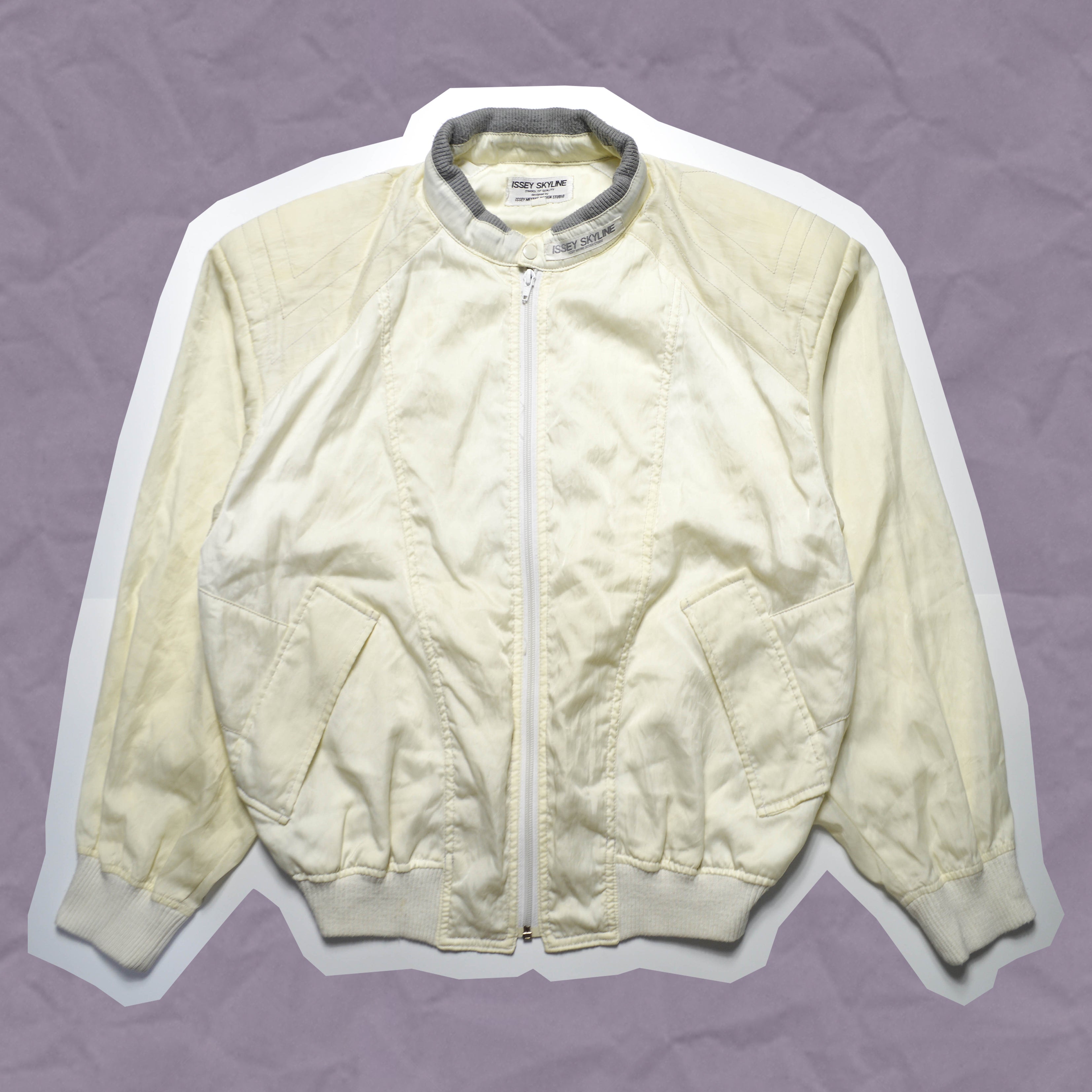 Issey Miyake Cream Skyline Translucent Bomber Jacket (~M~) – shop