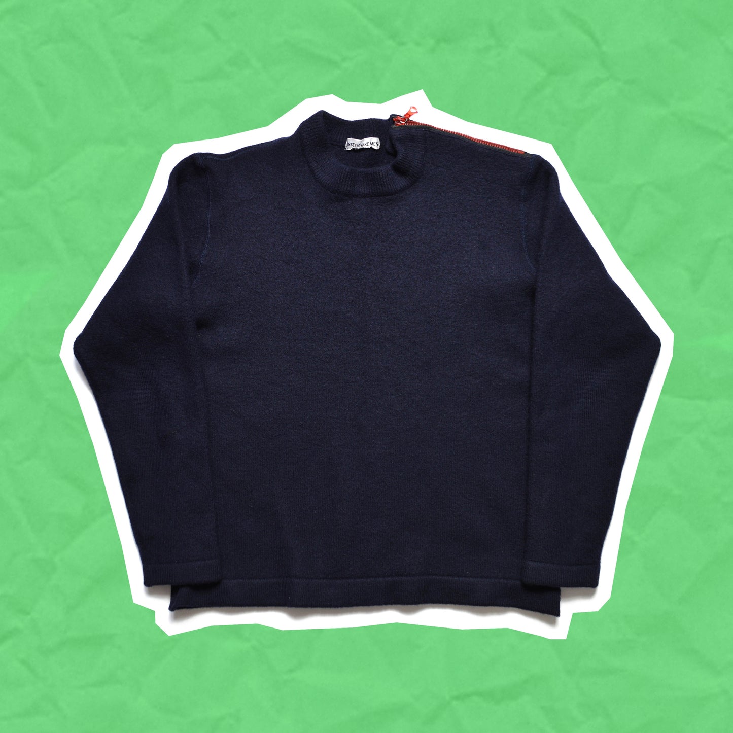 Issey Miyake Men A/W00 Shoulder Zip Navy Sweater