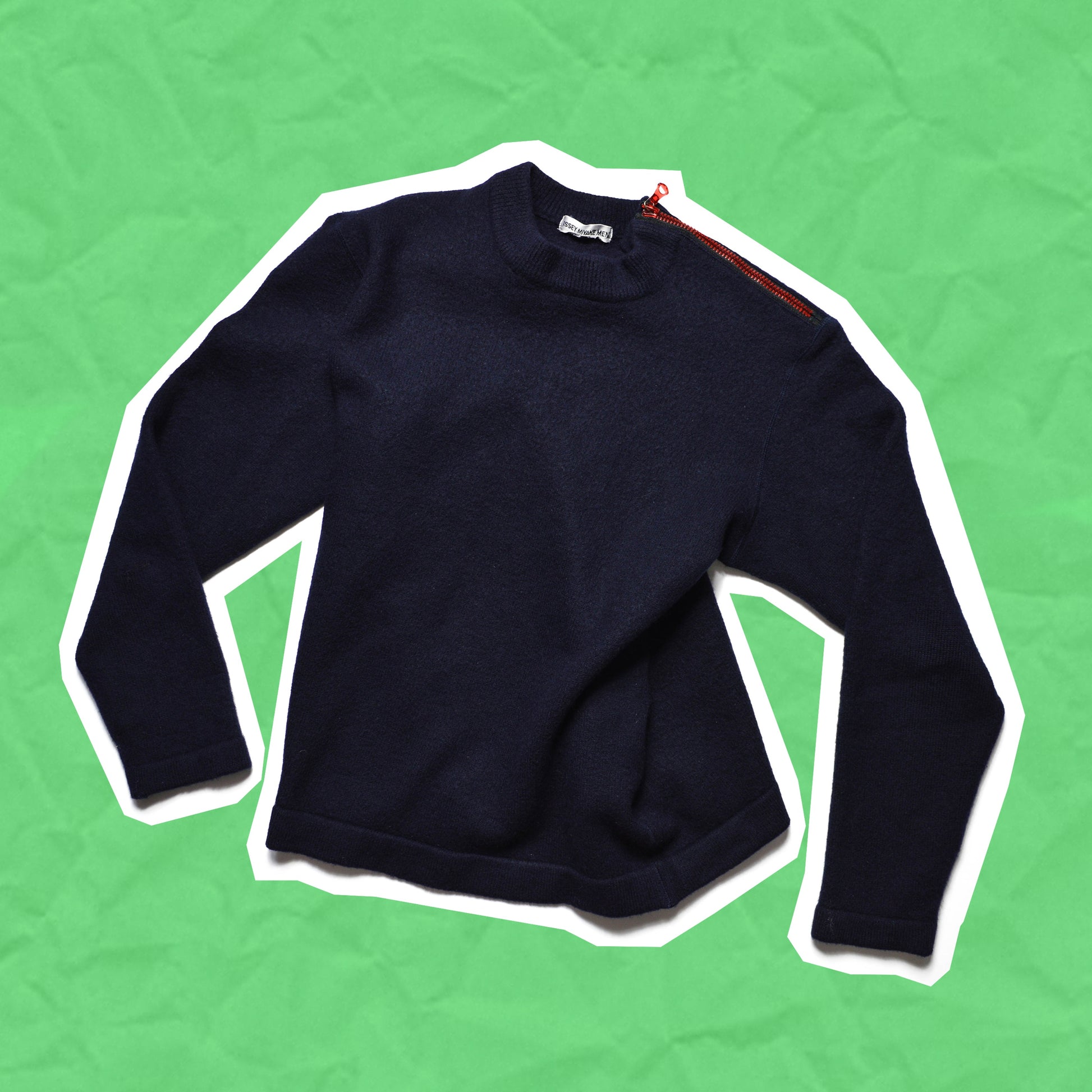 Issey Miyake Men A/W00 Shoulder Zip Navy Sweater