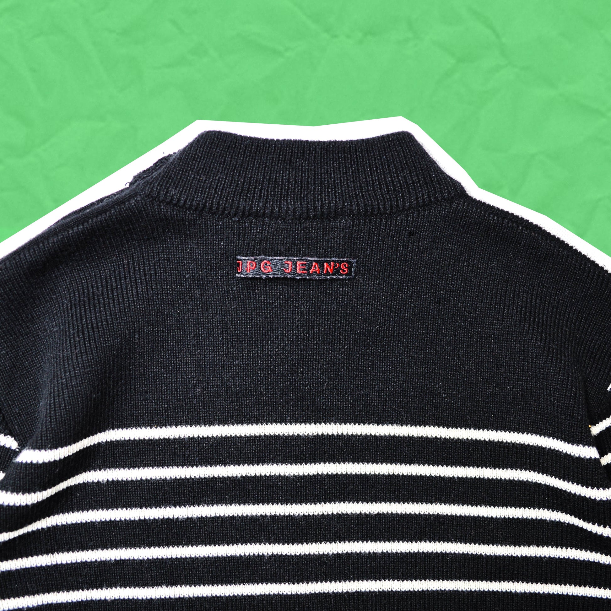 Jean Paul Gaultier Asymmetrical Block Patch Sleeve Logo Knit (~14~)