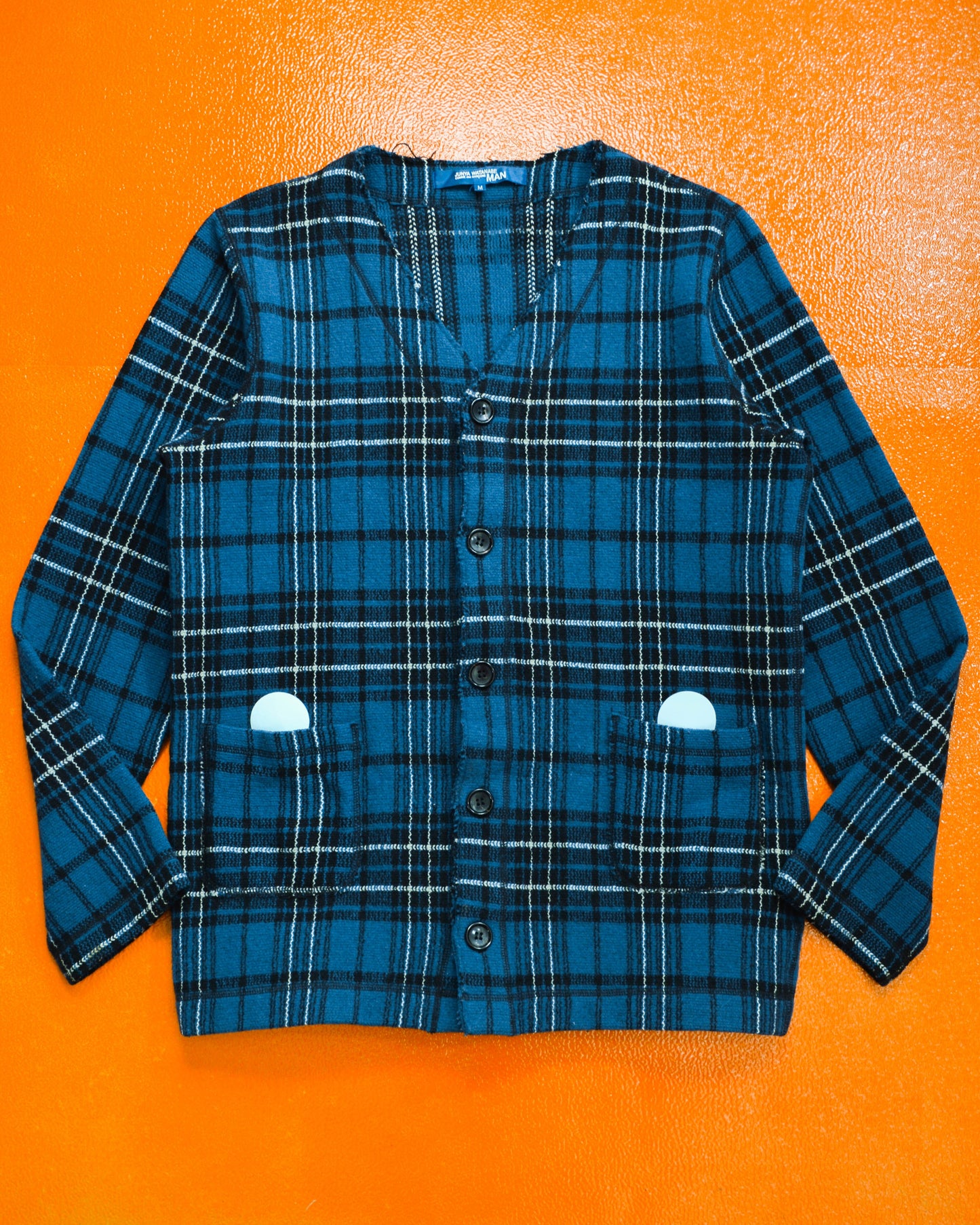 Junya Watanabe 2002 Black Blue Plaid Cardigan (~L~)