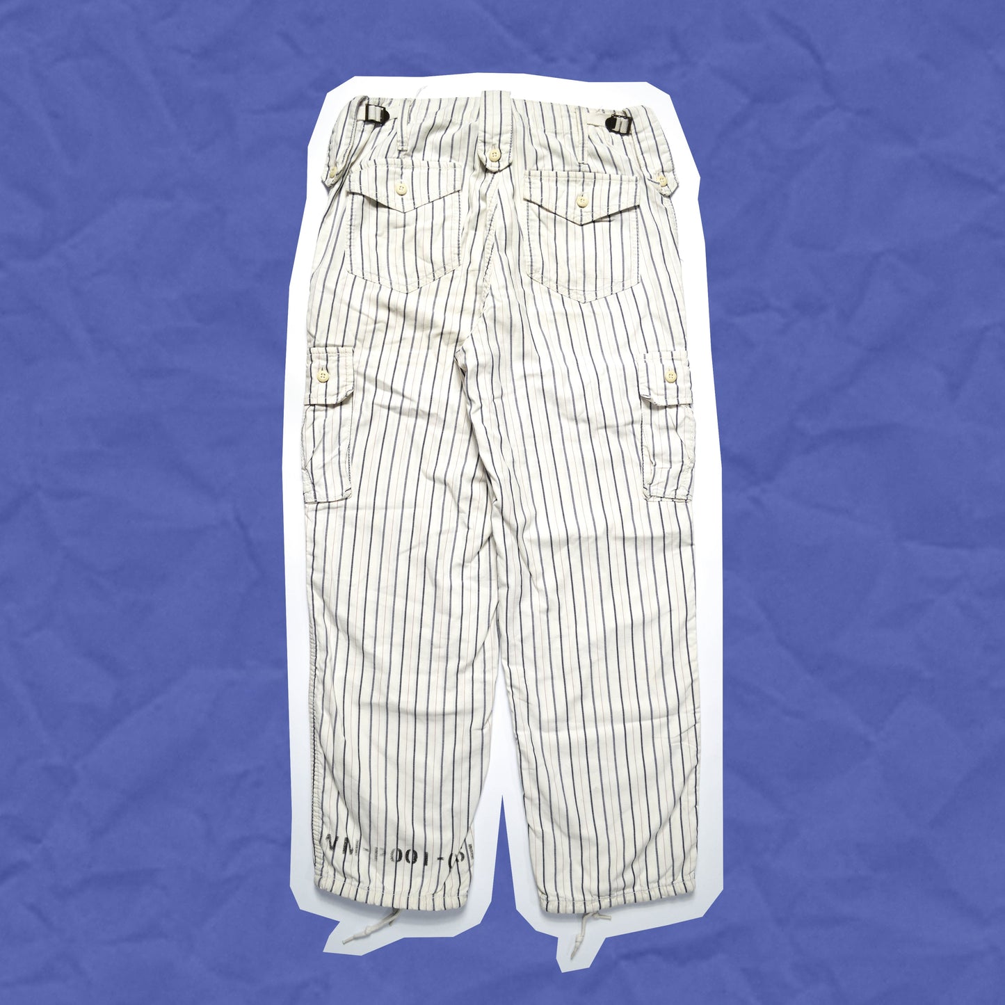 Junya Watanabe MAN S/S 04 Blue Striped Prisoner Cargo Pants (S)