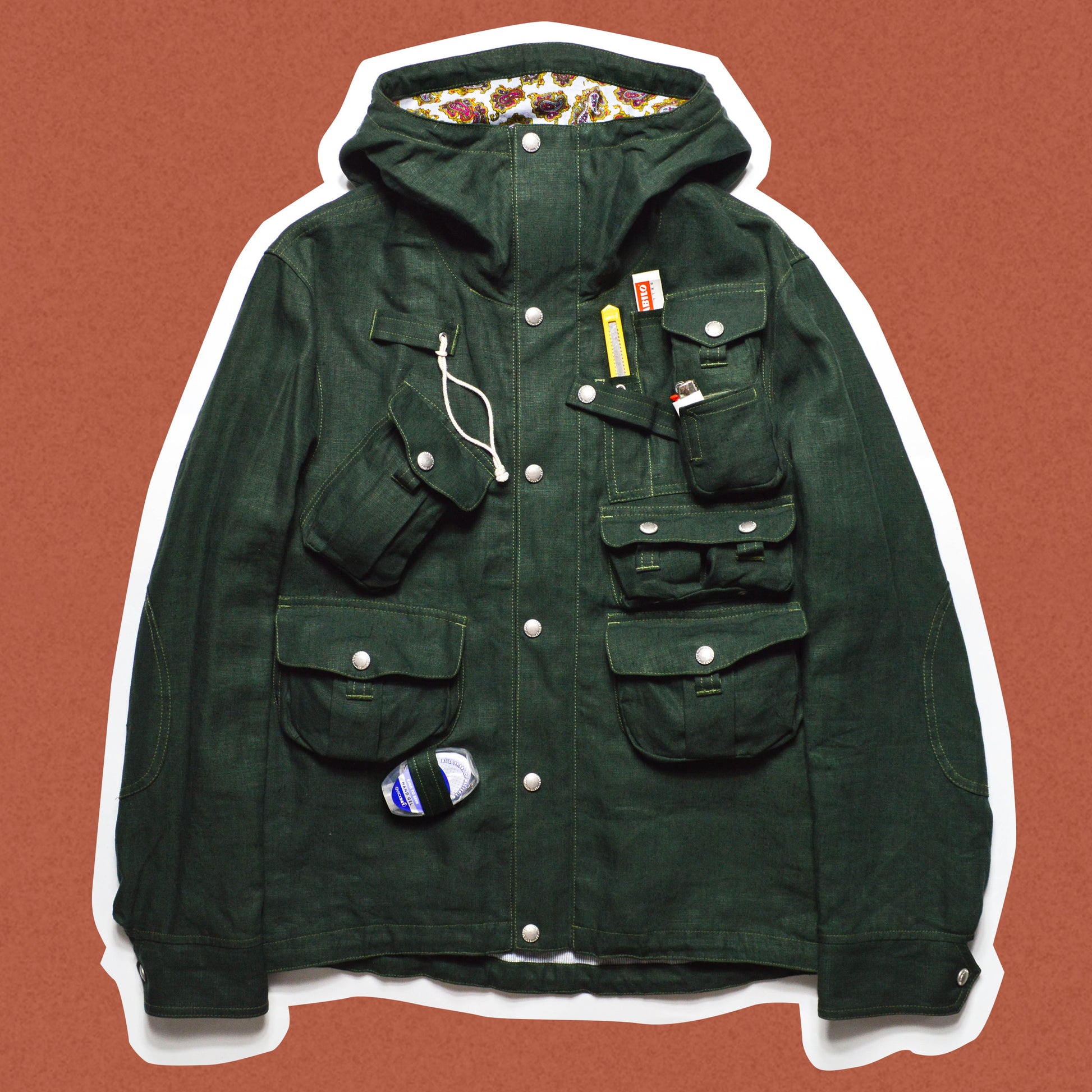 Junya Watanabe MAN S/S15 Green Linen Cargo Jacket (M)