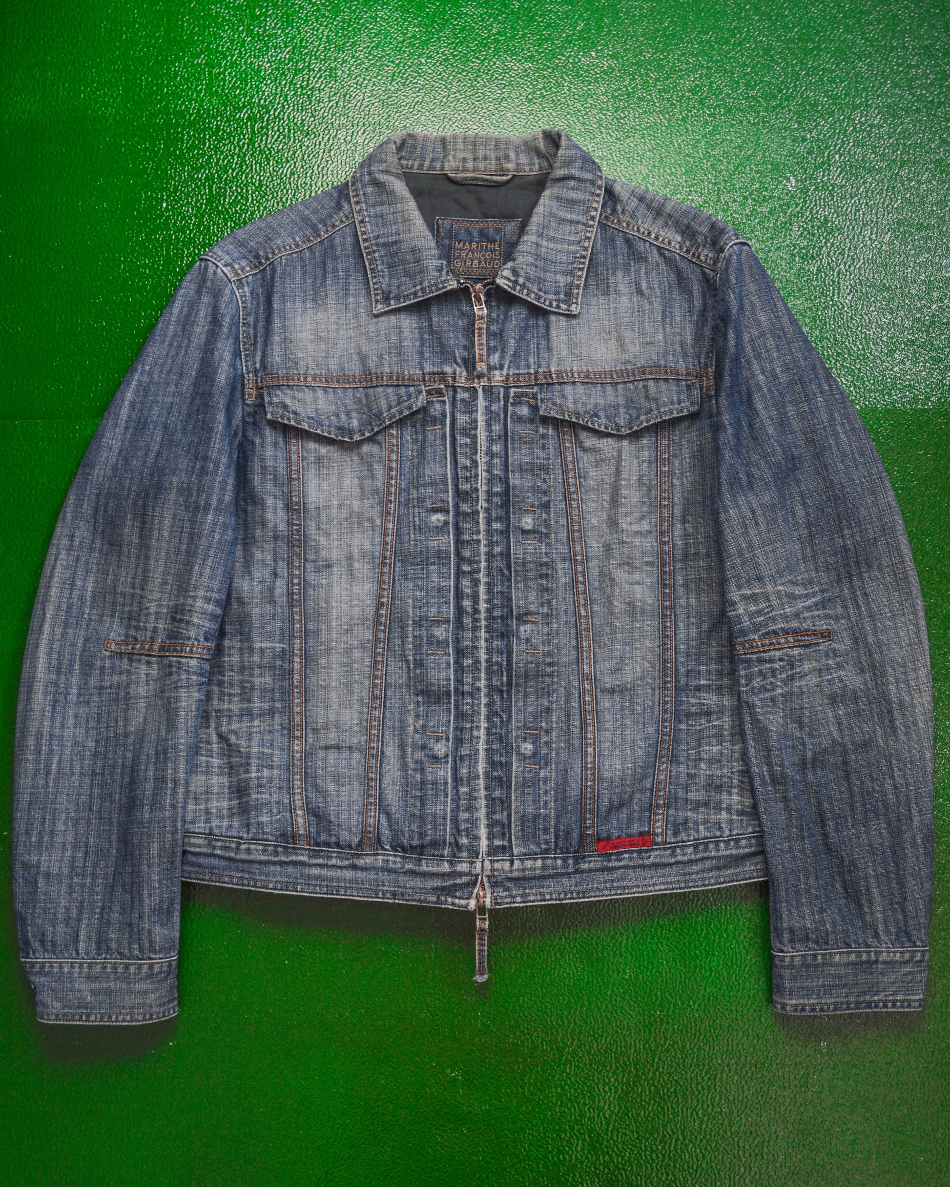 Marithe Francois Girbaud Butterfly Striped Denim Jacket (~M~)