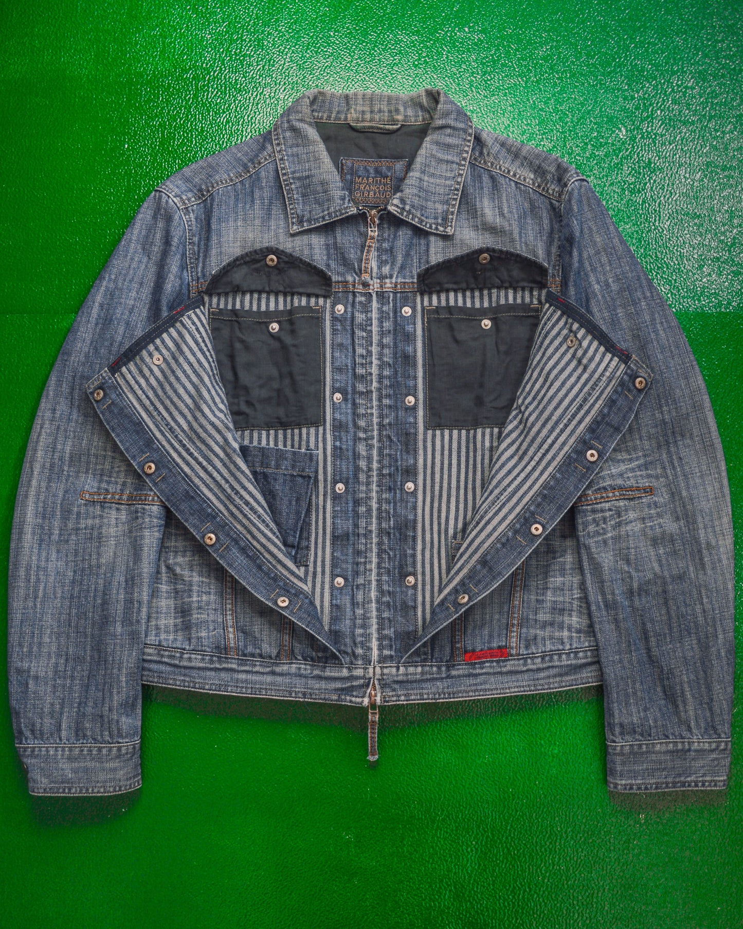 Marithe Francois Girbaud Butterfly Striped Denim Jacket (~M~)