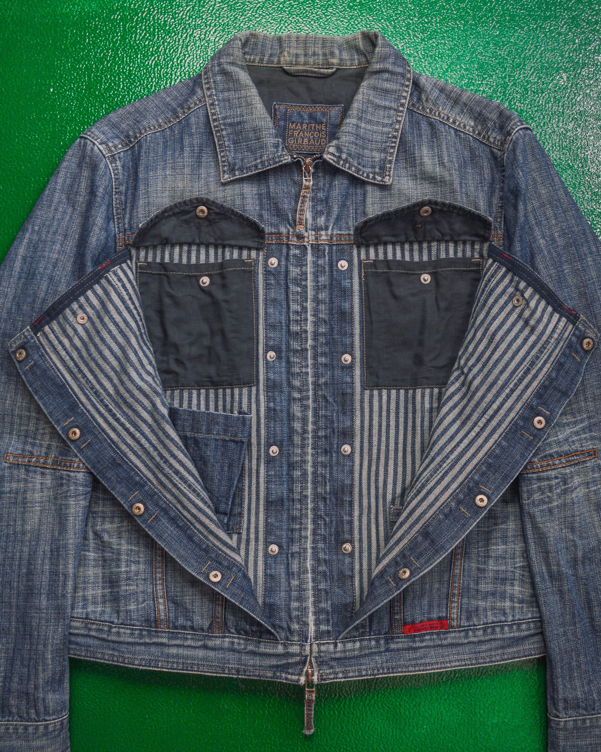 Marithe Francois Girbaud Butterfly Striped Denim Jacket (~M~)