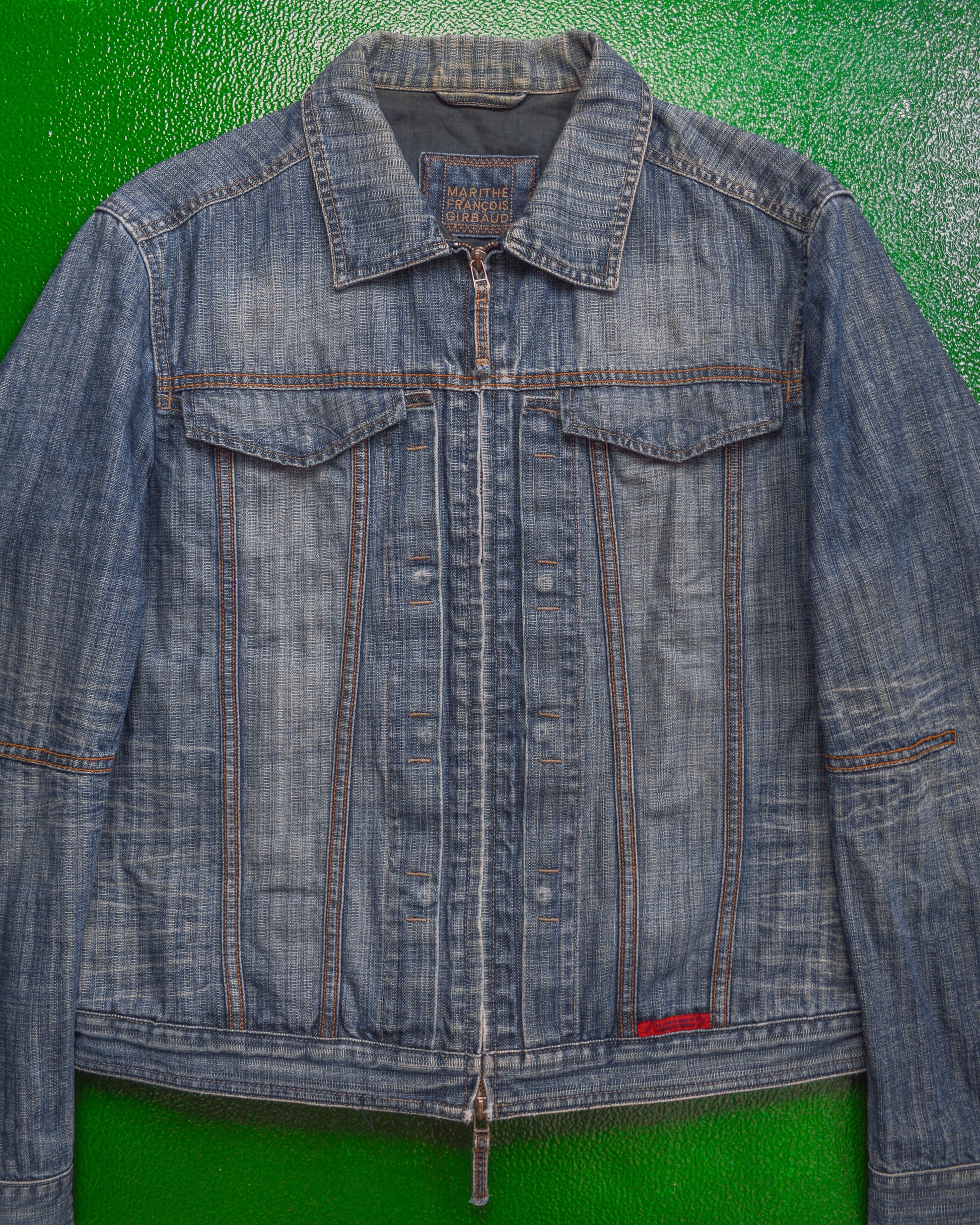 Marithe Francois Girbaud Butterfly Striped Denim Jacket (~M~)