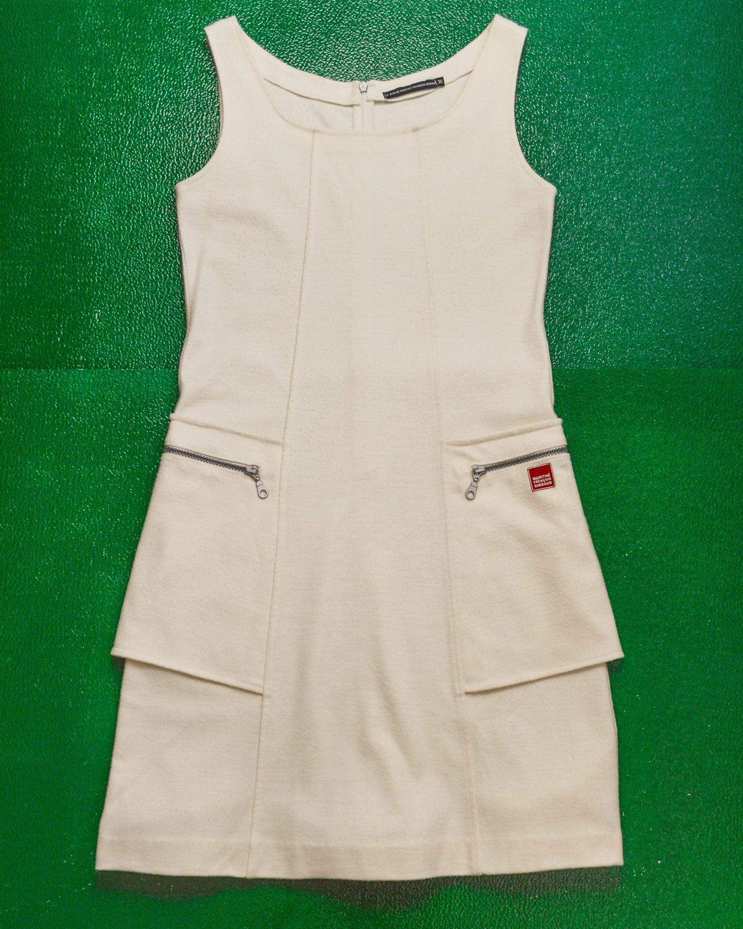 Marithe Francois Girbaud Cream Textured Cargo Dress (~M~)