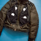 Marithe Francois Girbaud Tactical Concealed Compartment Leather Trim Biker Style Technical Convertible Down Jacket (S~M)