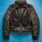 Marithe Francois Girbaud Tactical Concealed Compartment Leather Trim Biker Style Technical Convertible Down Jacket (S~M)