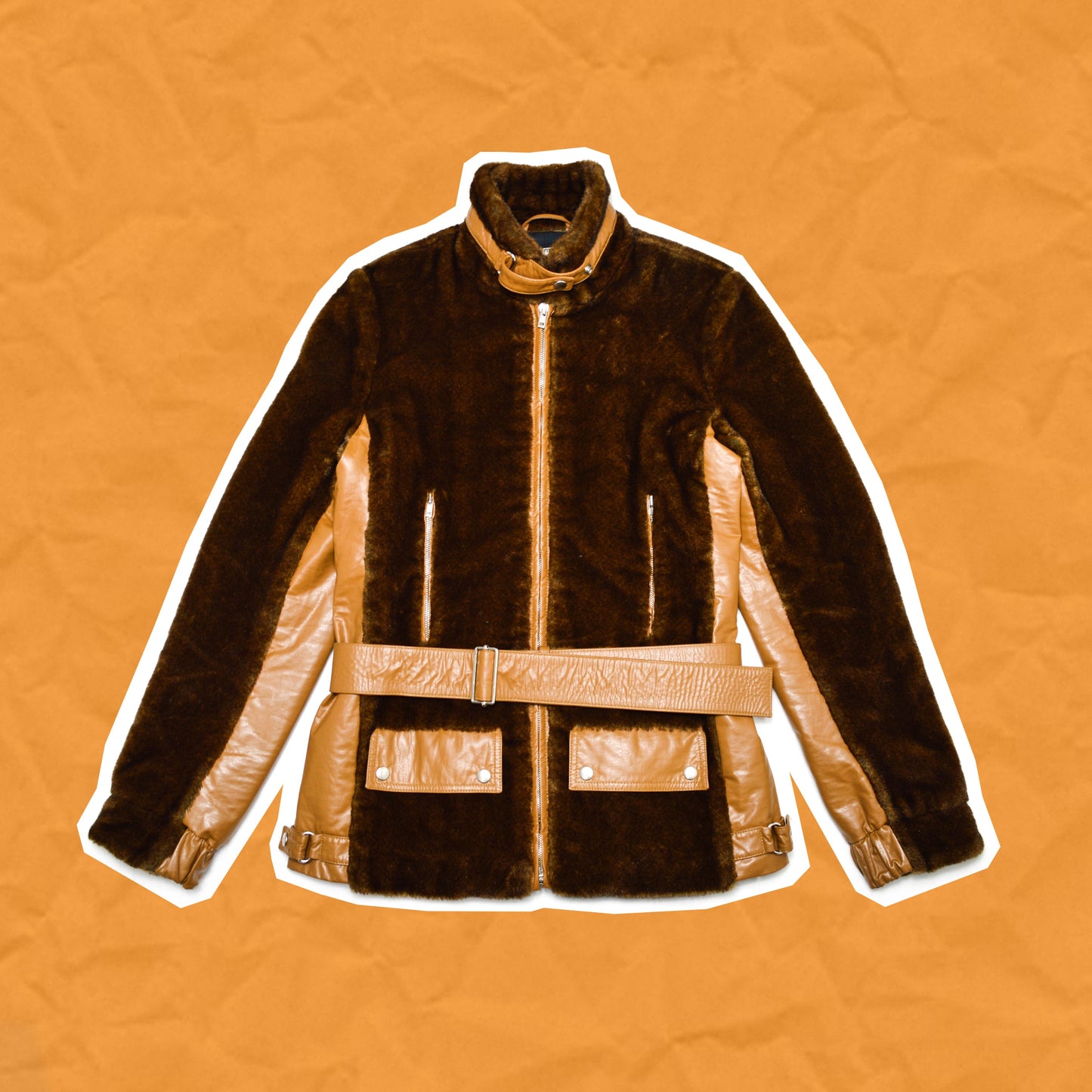 Miu Miu Faux Fur Jacket with Faux Leather Trims (~42/M~)