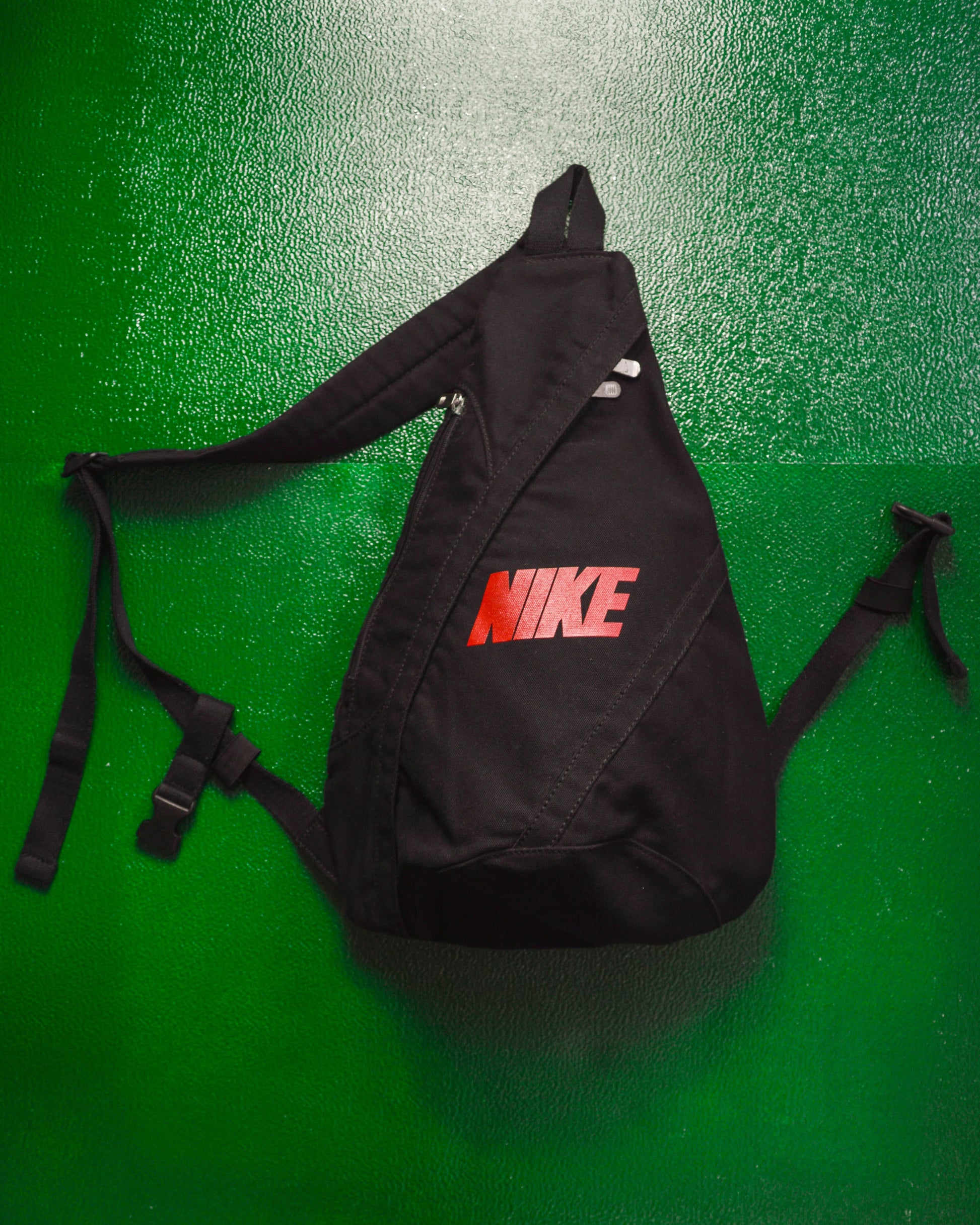 Nike Canvas Black/Red Spellout Tri-Harness Mini Tactical Bag (OS)