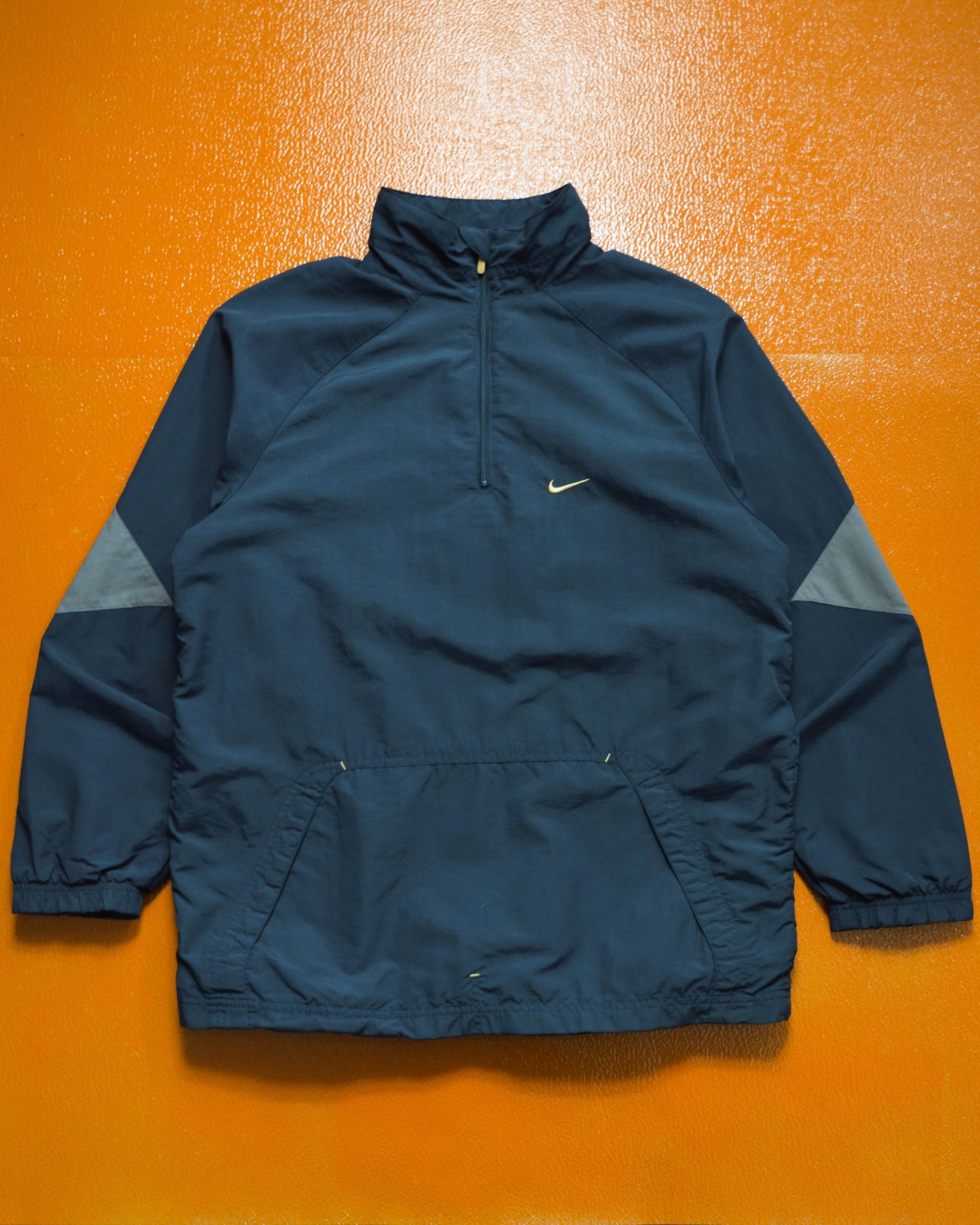 Nike Fall 2007 Panelled Navy Grey Quarter Zip Track Top Jacket (~S~)