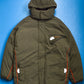 Nike Olive Military Style Minimal Down Split Hood Parka Jacket (XL)