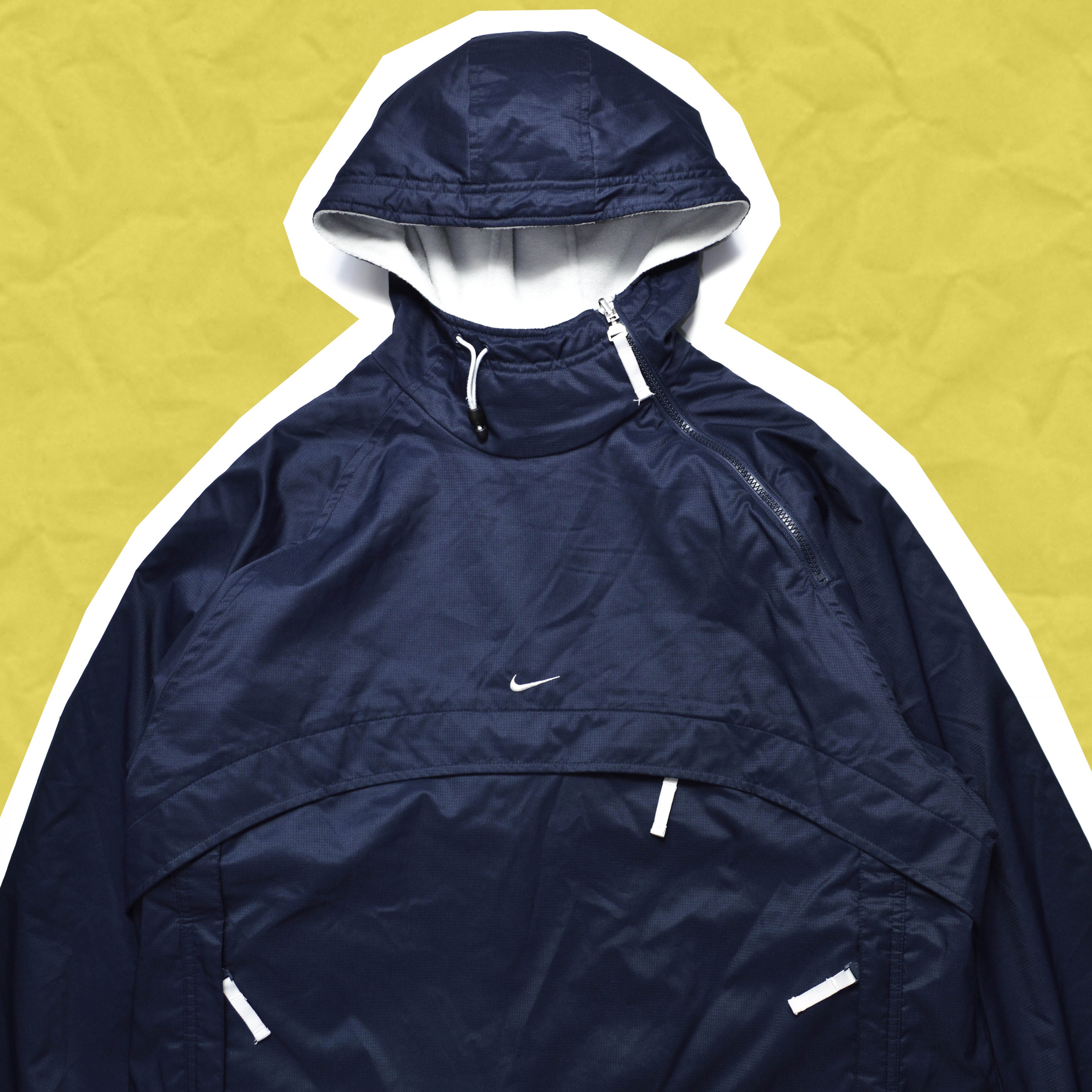 Reversible Navy / Baby Blue Asymmetrical Zip Anorak Jacket (~XL~)