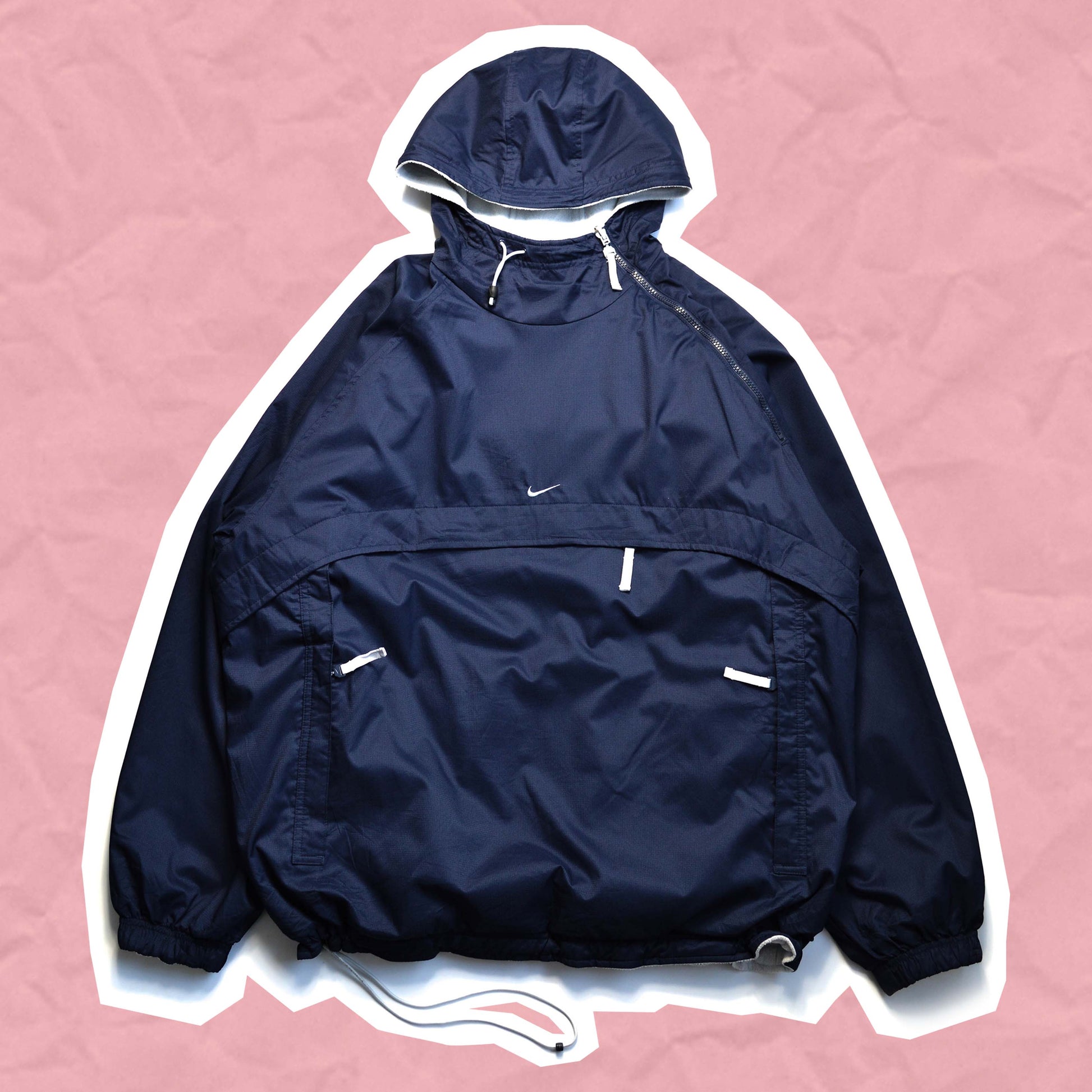 Nike Reversible Navy / Baby Blue Asymmetrical Zip Anorak Jacket (~XXL~)