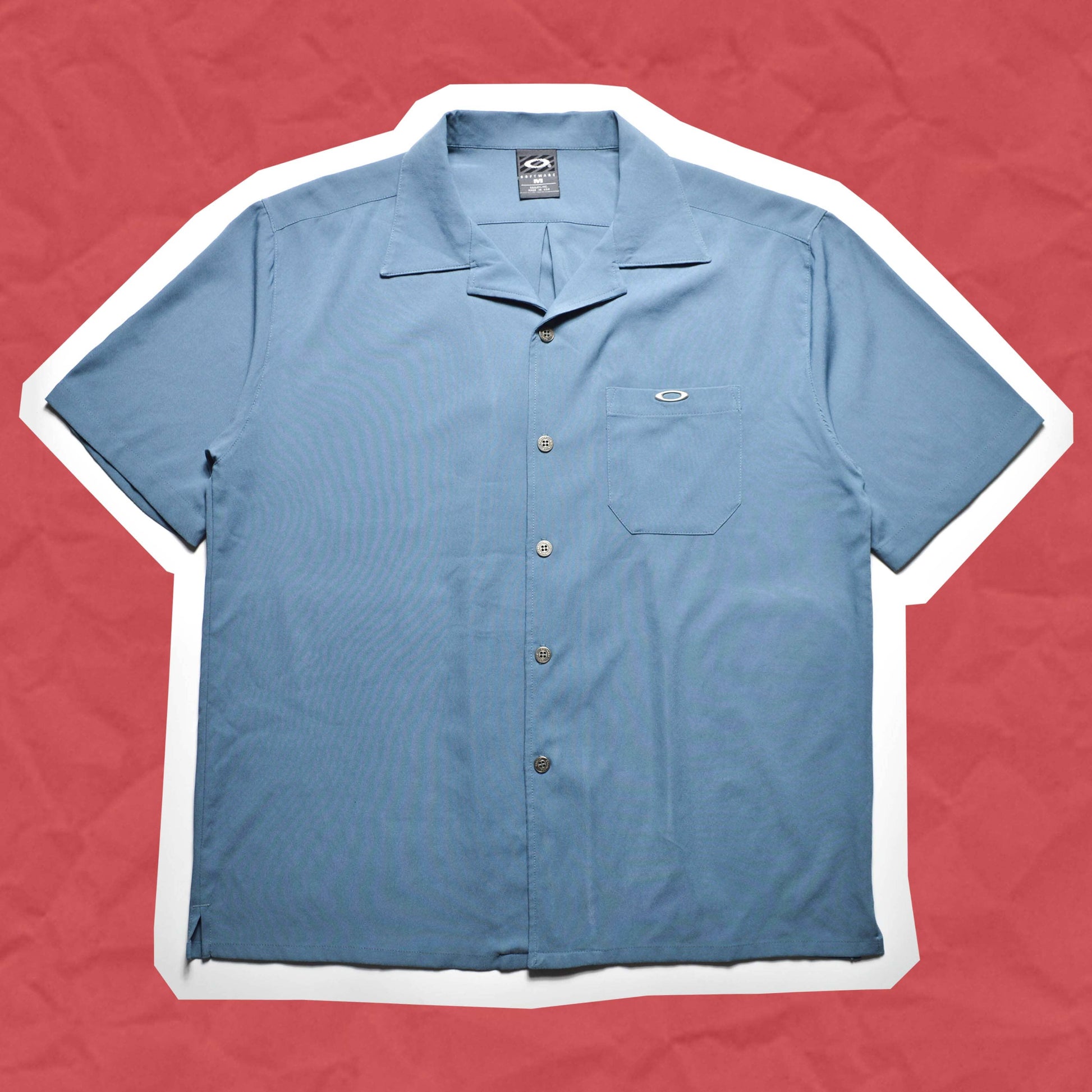 Oakley Software Sky Blue Open Collar Short Sleeve Shirt (~L~)