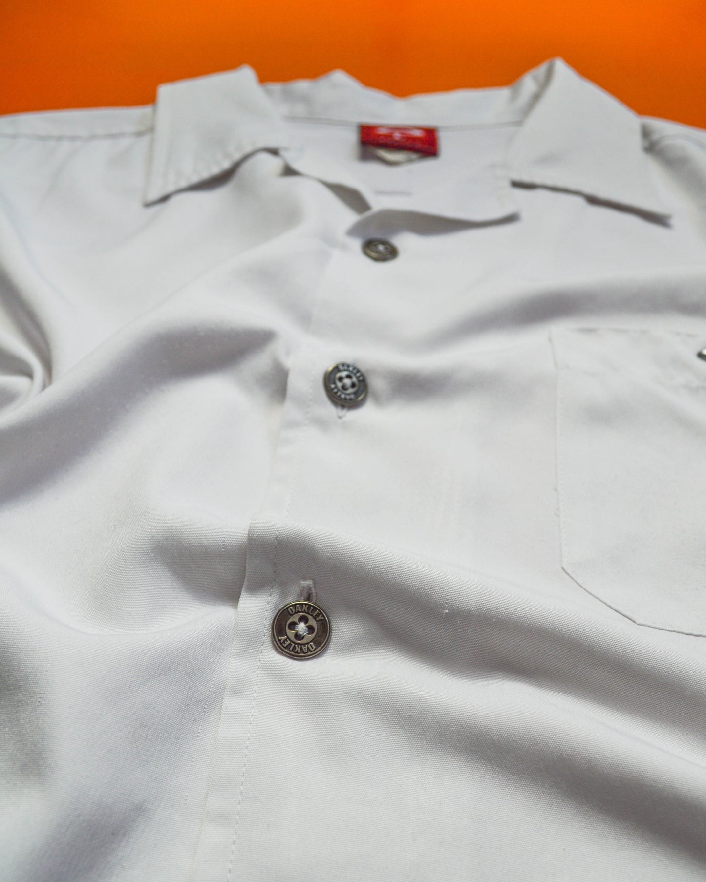 Oakley White Open Collar Short Sleeve Shirt (L~XL)