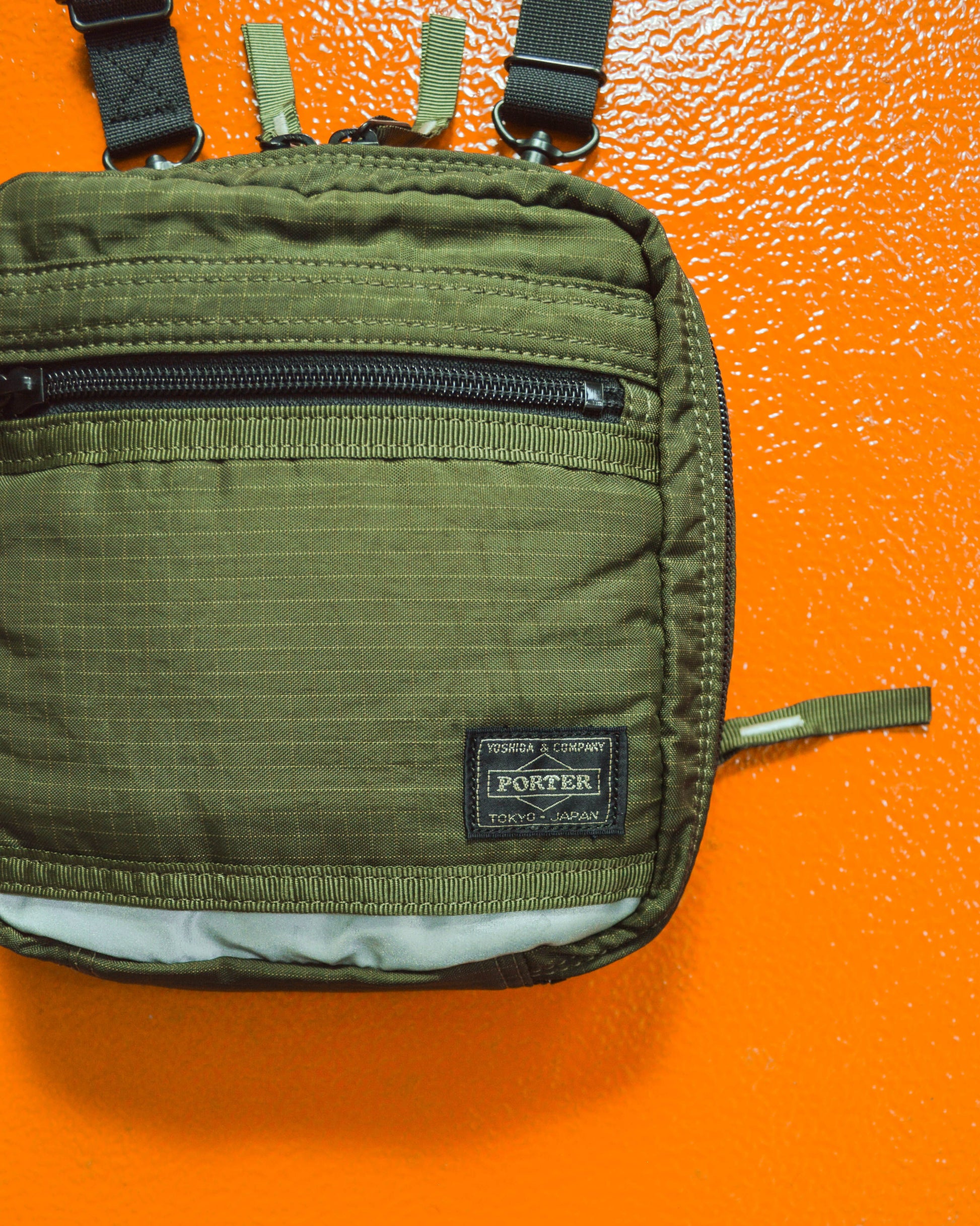 Porter Yoshida Green Ripstop Square Shoulder / Side Bag (~OS~)