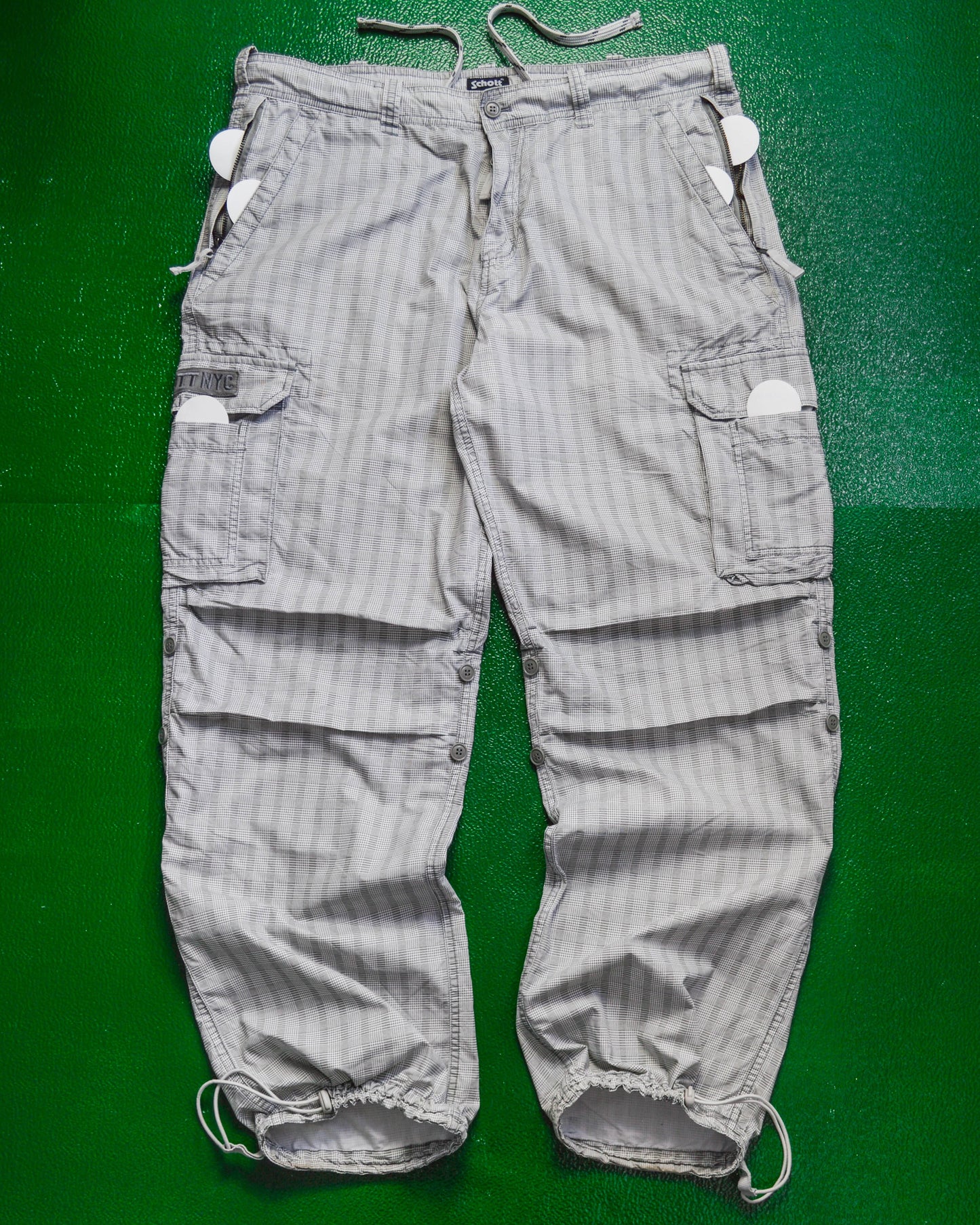 schott Grey Plaid Knee Dart Snopant / Military Style Multipocket Cargo Pants (33~36)