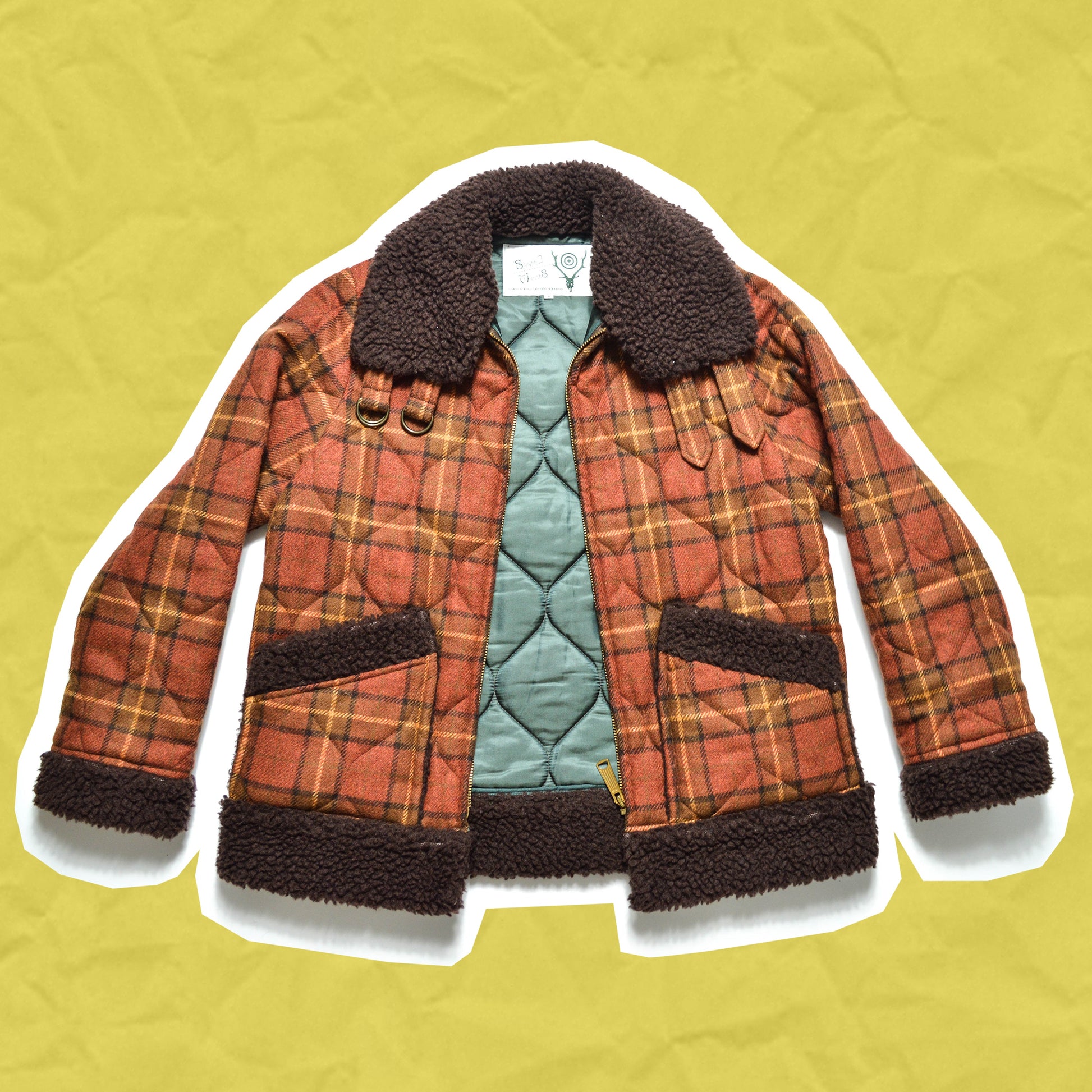South2 West8 Boa Plaid Quilted Jacket (~S~)